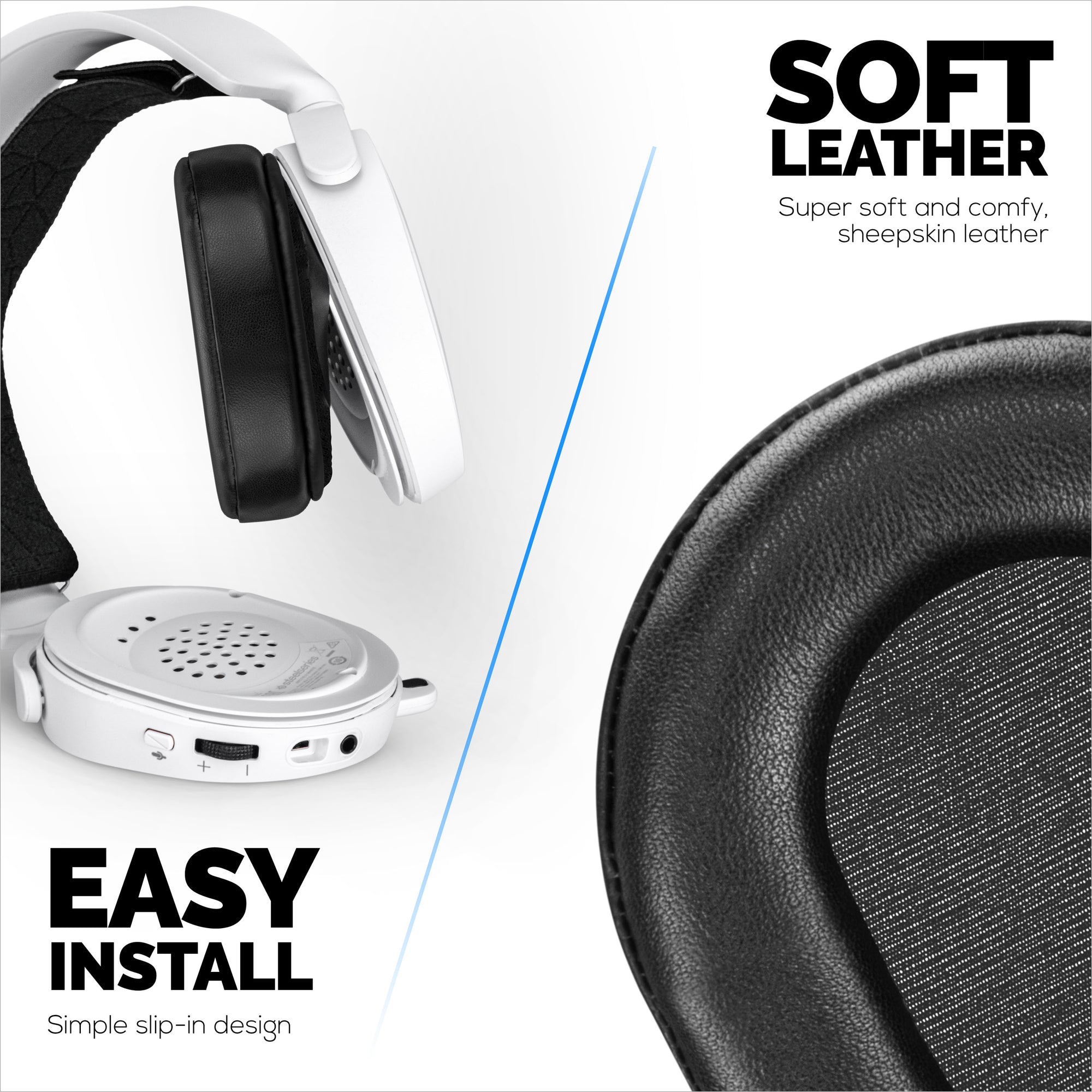 Sheepskin Earpads for Steelseries Arctis 1, 3, 5, 7, 9, PRO &amp; PRIME Headsets, Real Leather with Memory Foam