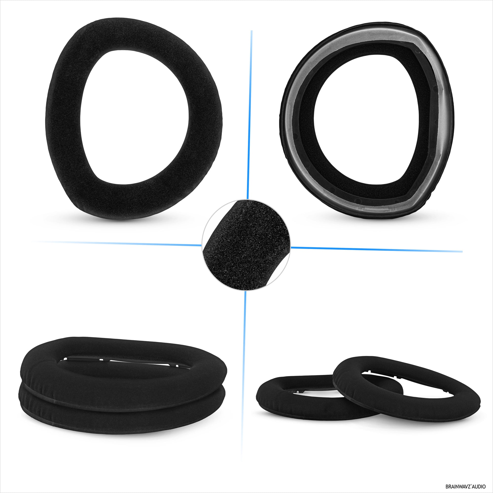 Replacement Earpads for Sennheiser HD800 Headphones - PU Leather &amp; Soft Foam