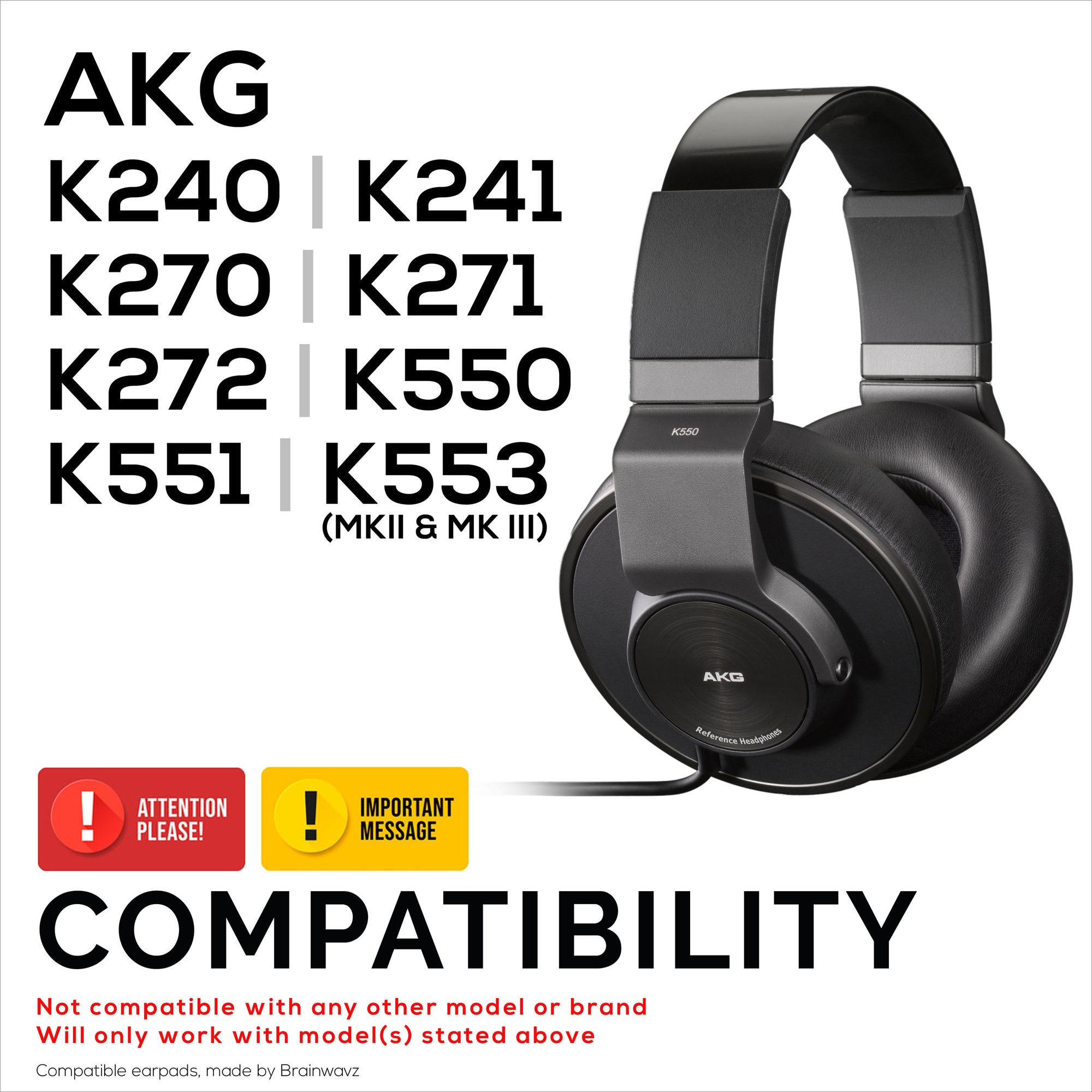 Ersättnings öronkuddar för AKG K240, K241, K270, K271, K272, K550