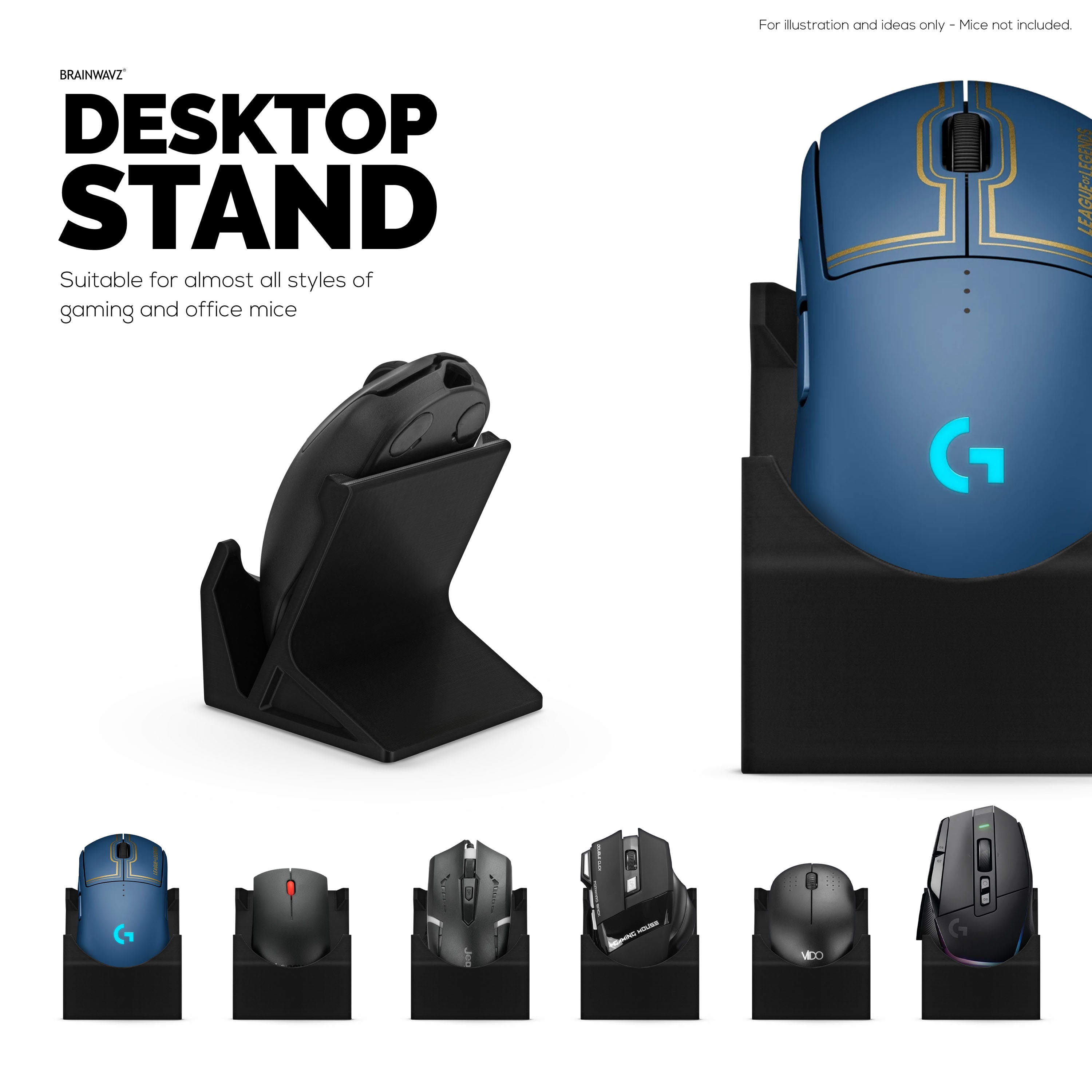 Desktop PC Mouse Stand Holder for Gaming & Office Mice like Logitech ...