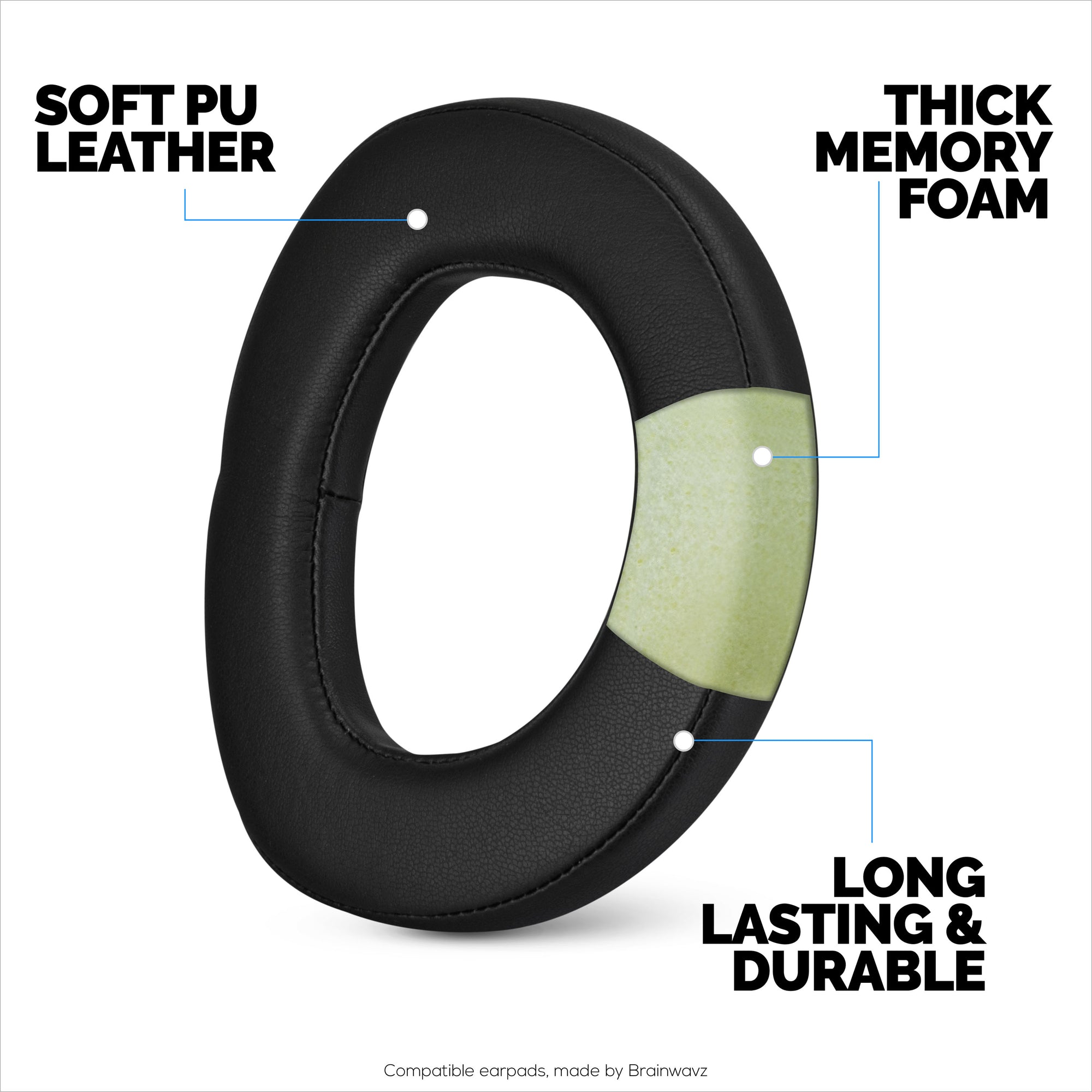 Replacement Earpads for Sennheiser HD800 &amp; H800S Gaming Headphones, PU Leather, Memory Foam Extra Comfort, Upgraded, Durable &amp; Long Lasting