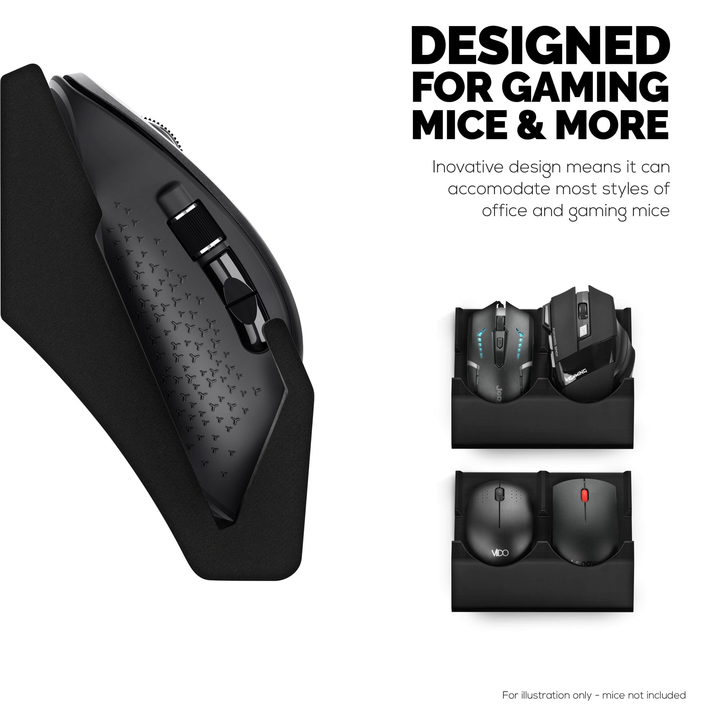 Wall Mount Dual Mouse Holder Display Stand - Holds Gaming & Most Size ...