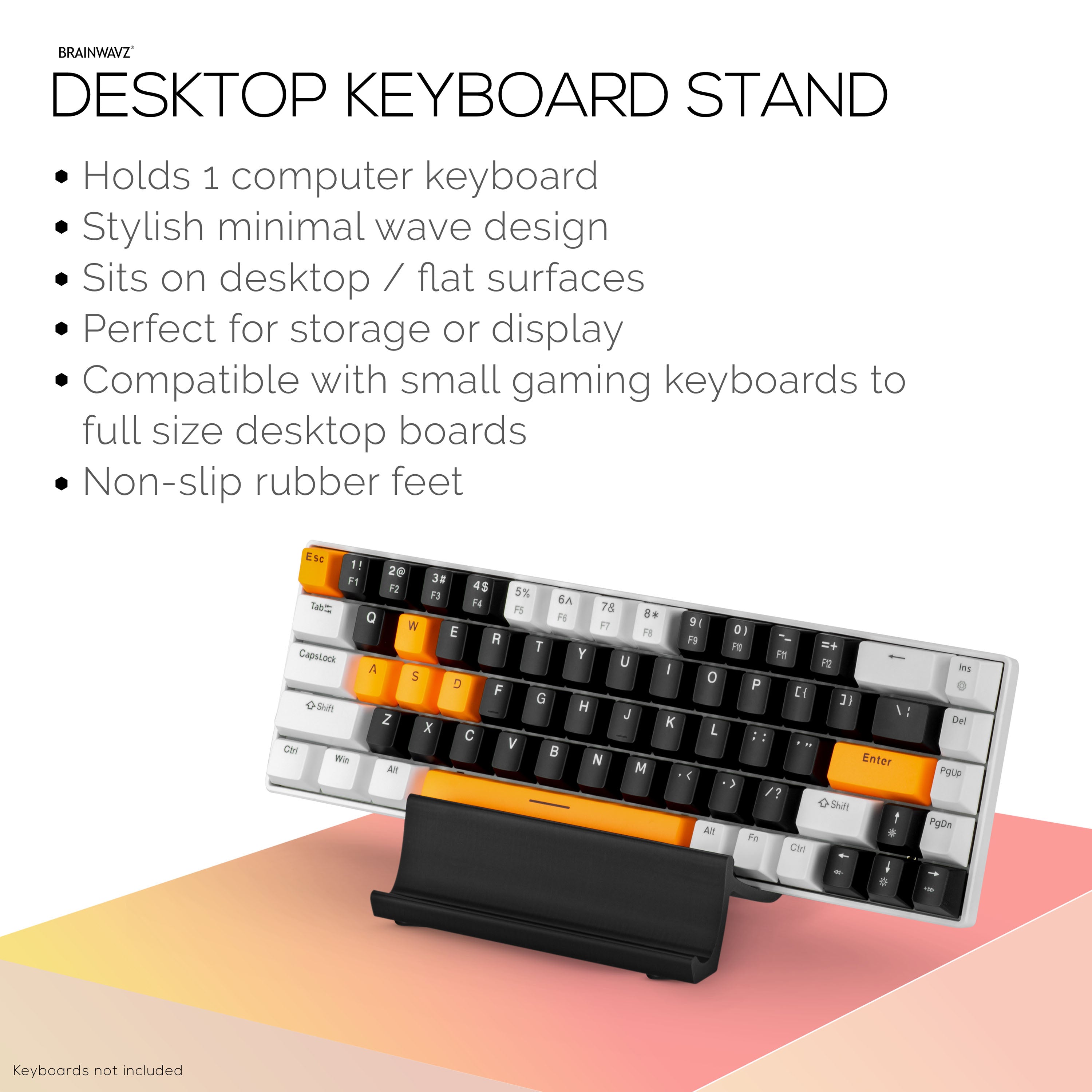 Small Computer Keyboard Stand Desktop Keyboard Stand Holder - Minimal, Modern Wave Design for Displa ...
