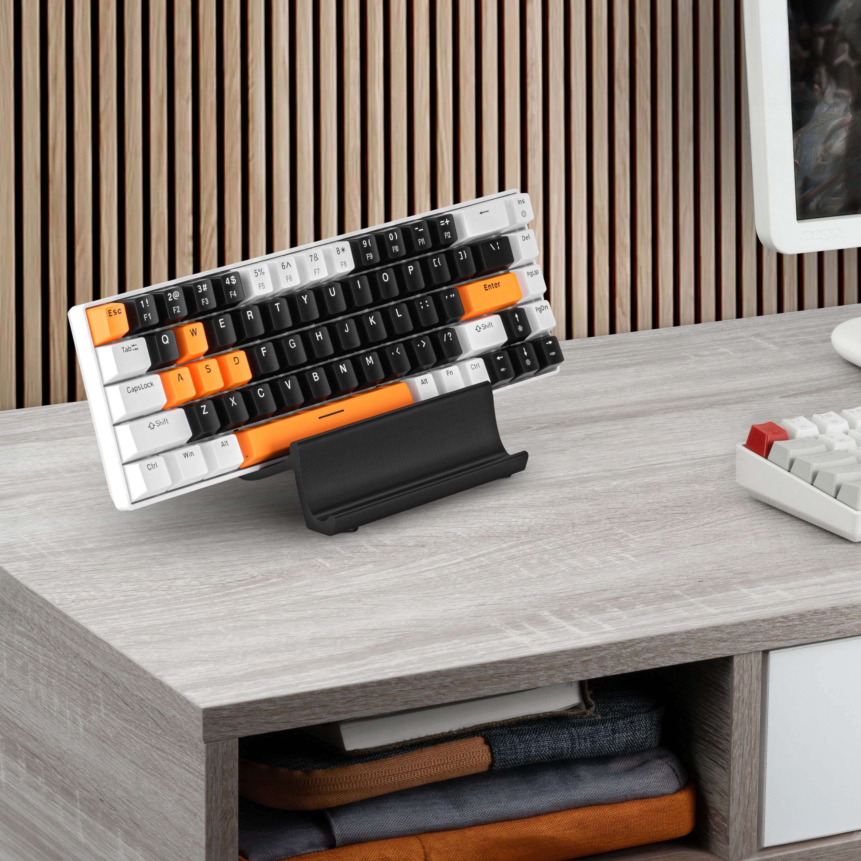 Desktop Keyboard Stand Holder - Minimal, Modern Wave Design for Displa ...