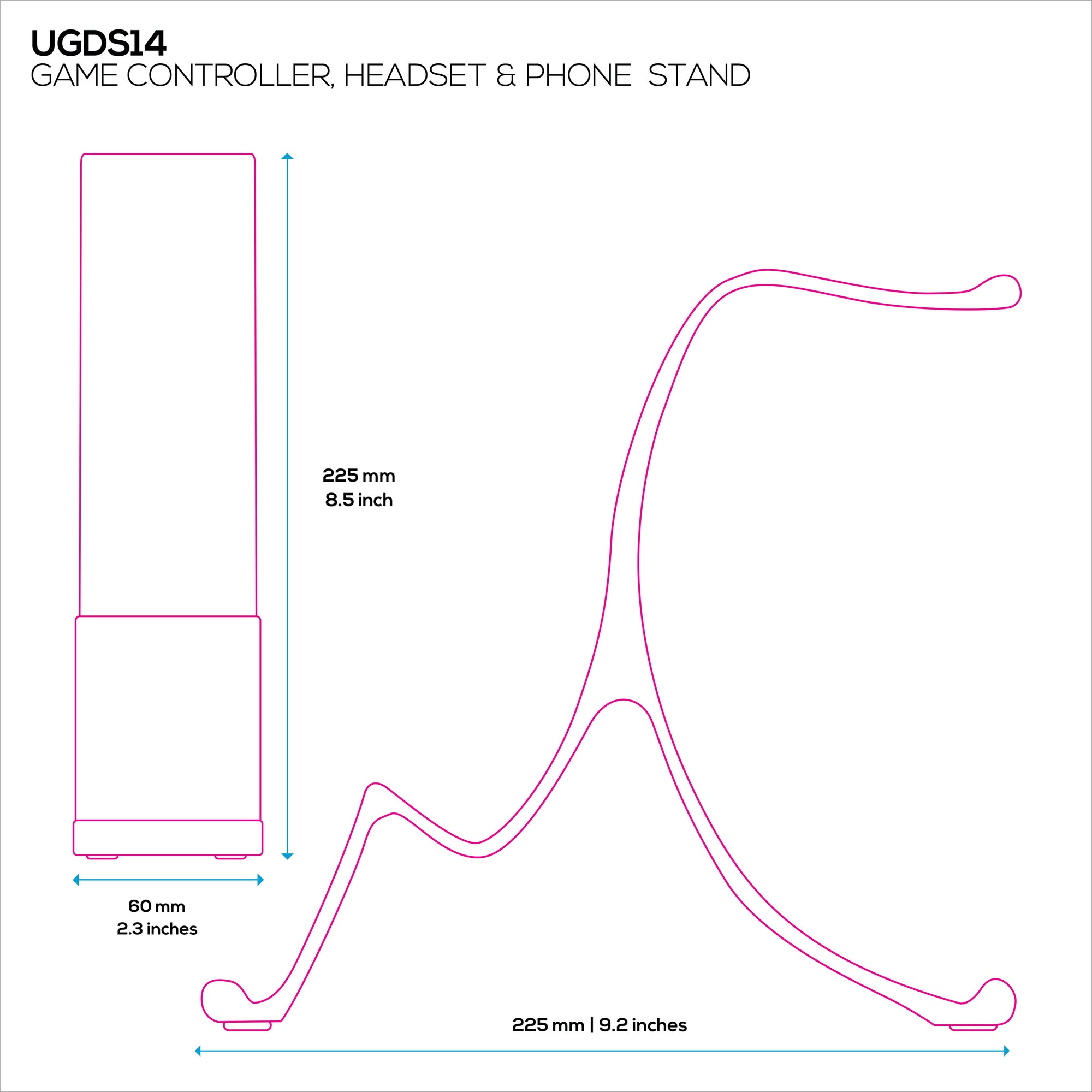 Desktop Game Controller &amp; Headphone Stand Hanger - Stylish, Minimalist Wave Design for PS5, Xbox, Switch, PC &amp; Retro Gamepads