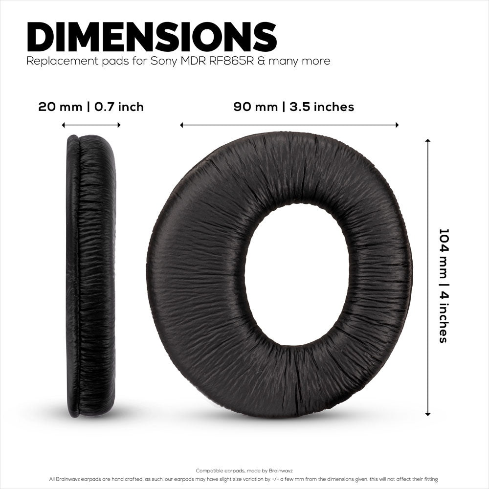 Replacement Leather Earpads for Sony RF985R, RF960R, RF960RK, RF970, RF970RK, RF925RK, RF865, RF865R, RF865RK, RF860, RF860F Headsets