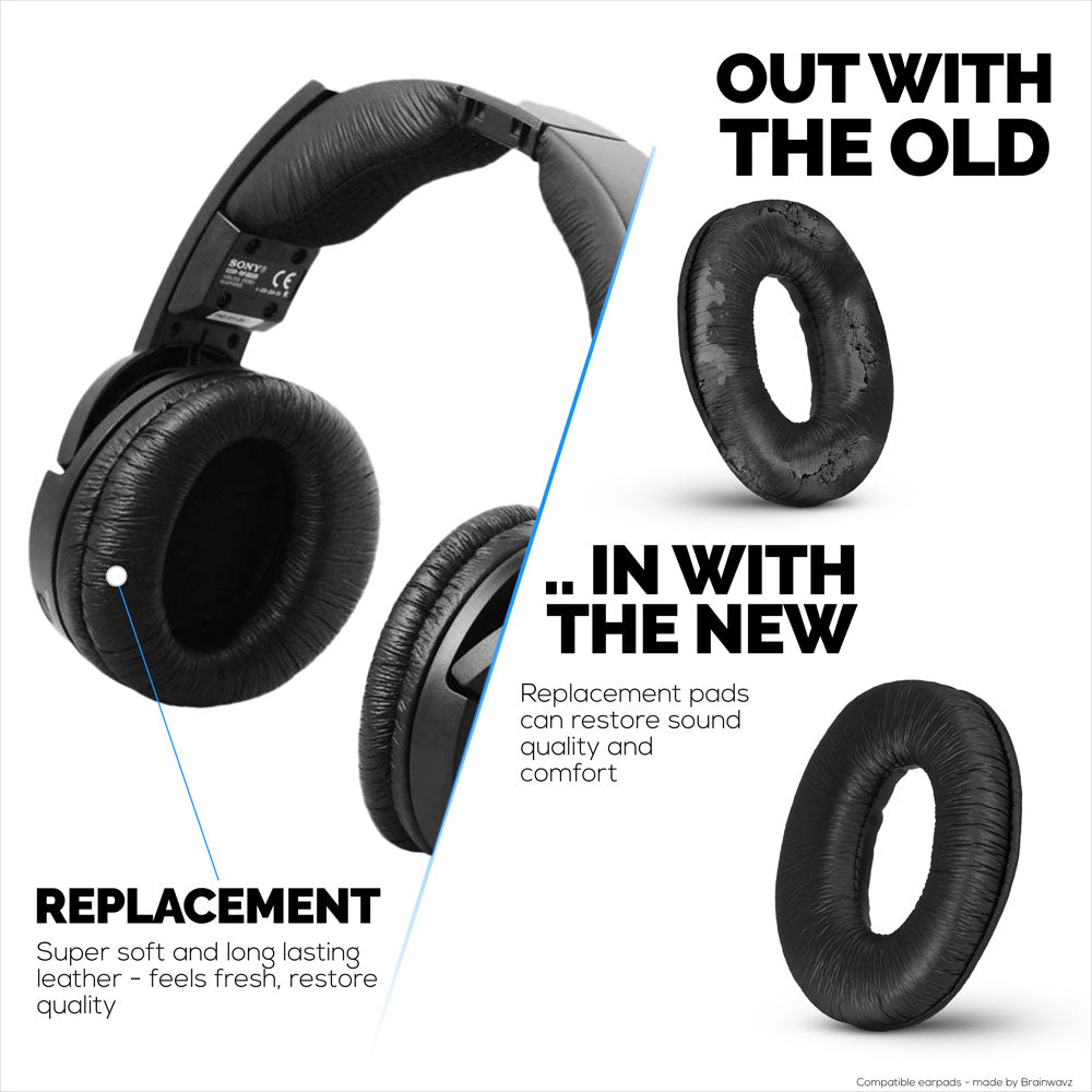 Replacement Leather Earpads for Sony RF985R, RF960R, RF960RK, RF970, RF970RK, RF925RK, RF865, RF865R, RF865RK, RF860, RF860F Headsets