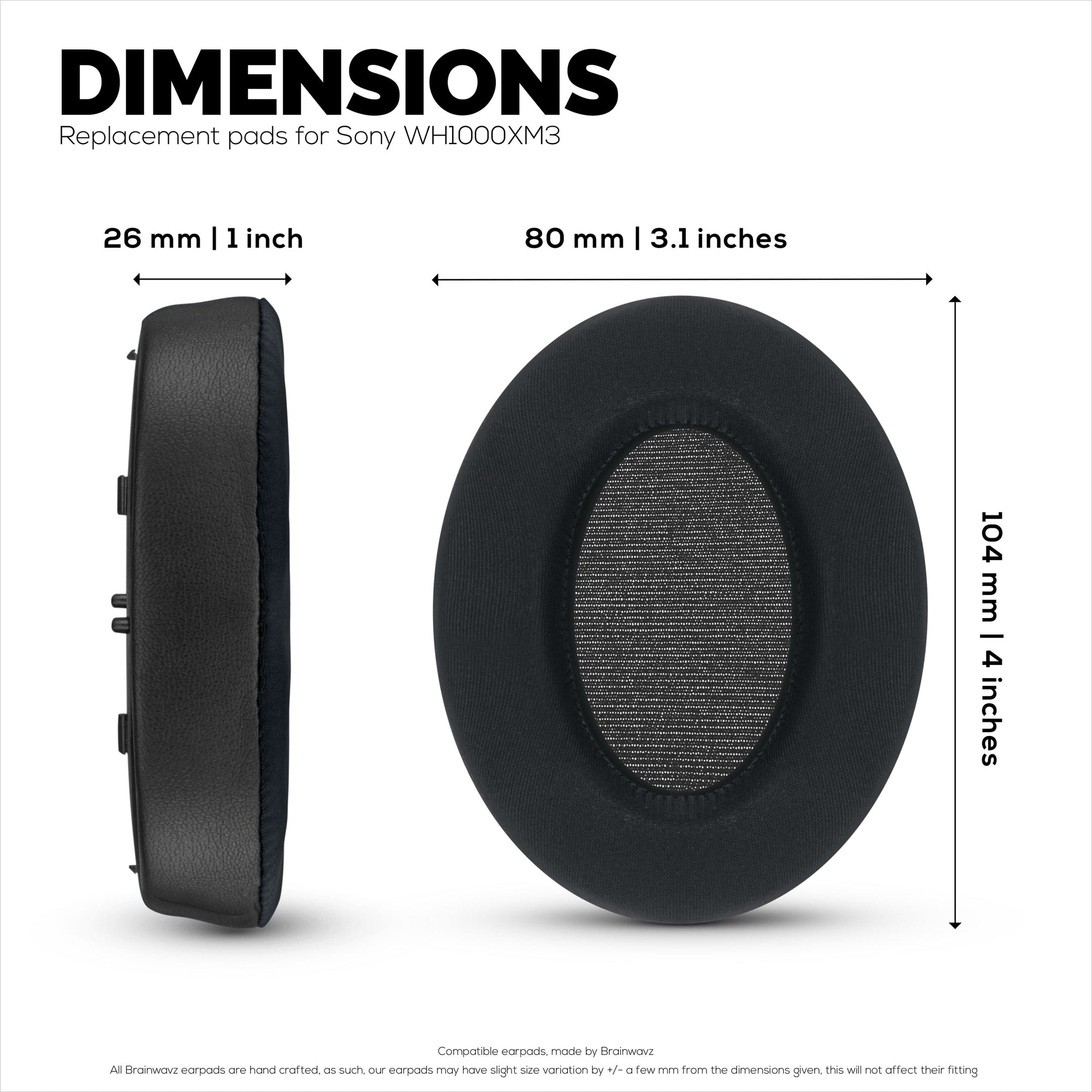 Hybrid Gel Earpads for Sony WH-1000XM3 Headphones, Cool Gel, Super Soft Fabric, PU Leather &amp; Thicker Memory Foam