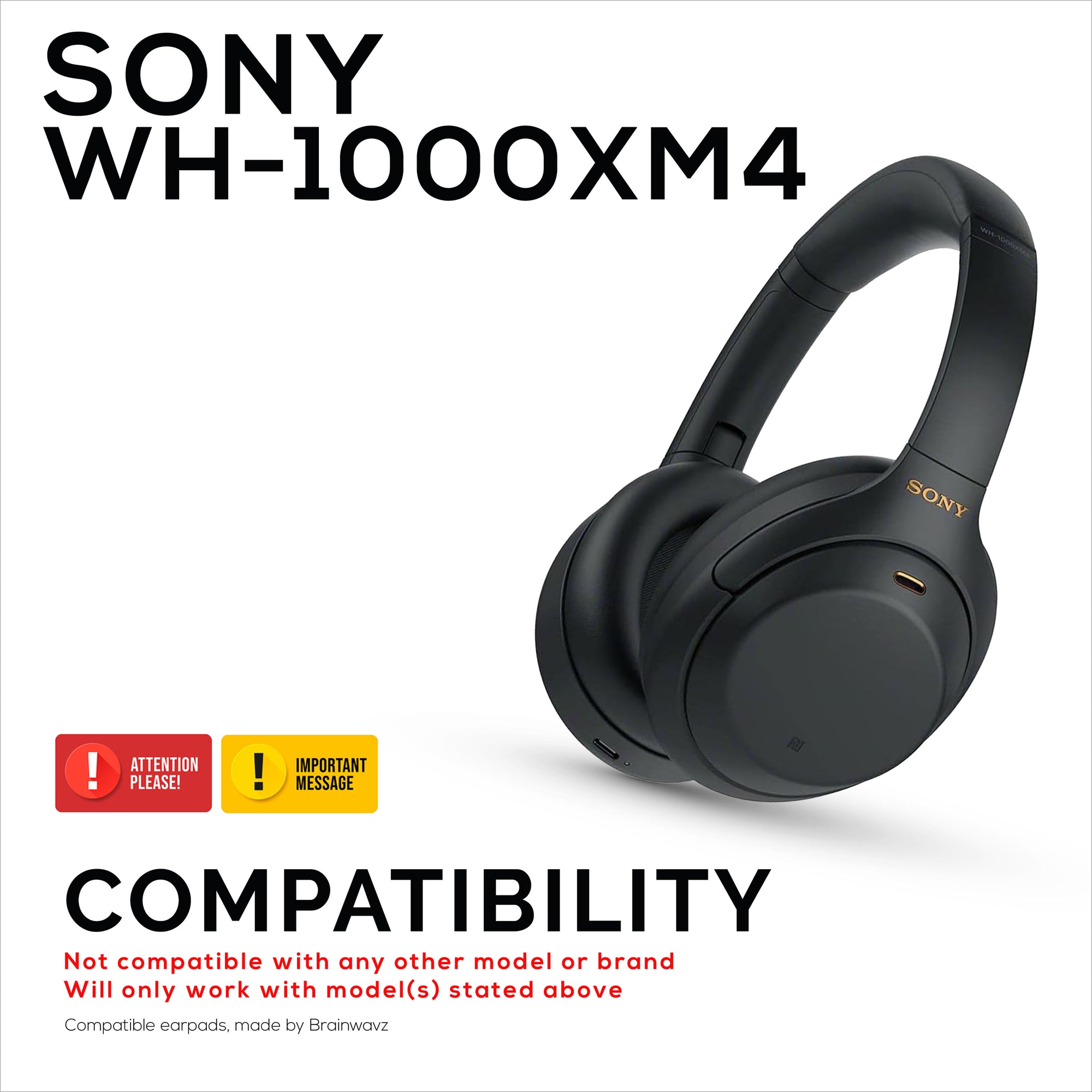 Sheepskin Earpads for Sony WH-1000XM4 Headphones, Soft Real Leather, Memory Foam Extra Comfort, Durable &amp; Long Lasting
