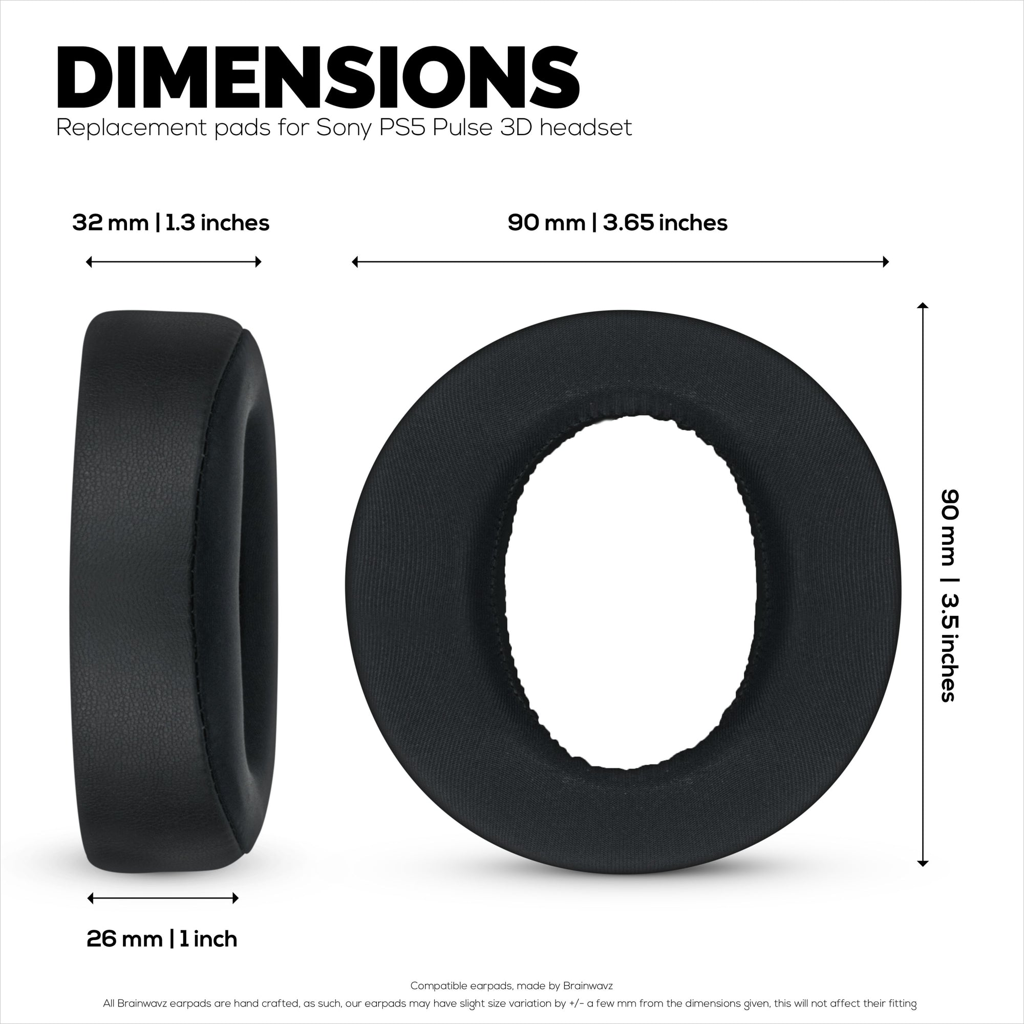 Hybrid Earpads for Sony PS5 PULSE 3D Headphones, Cool Gel, Super Soft Fabric, PU Leather &amp; Thicker Memory Foam