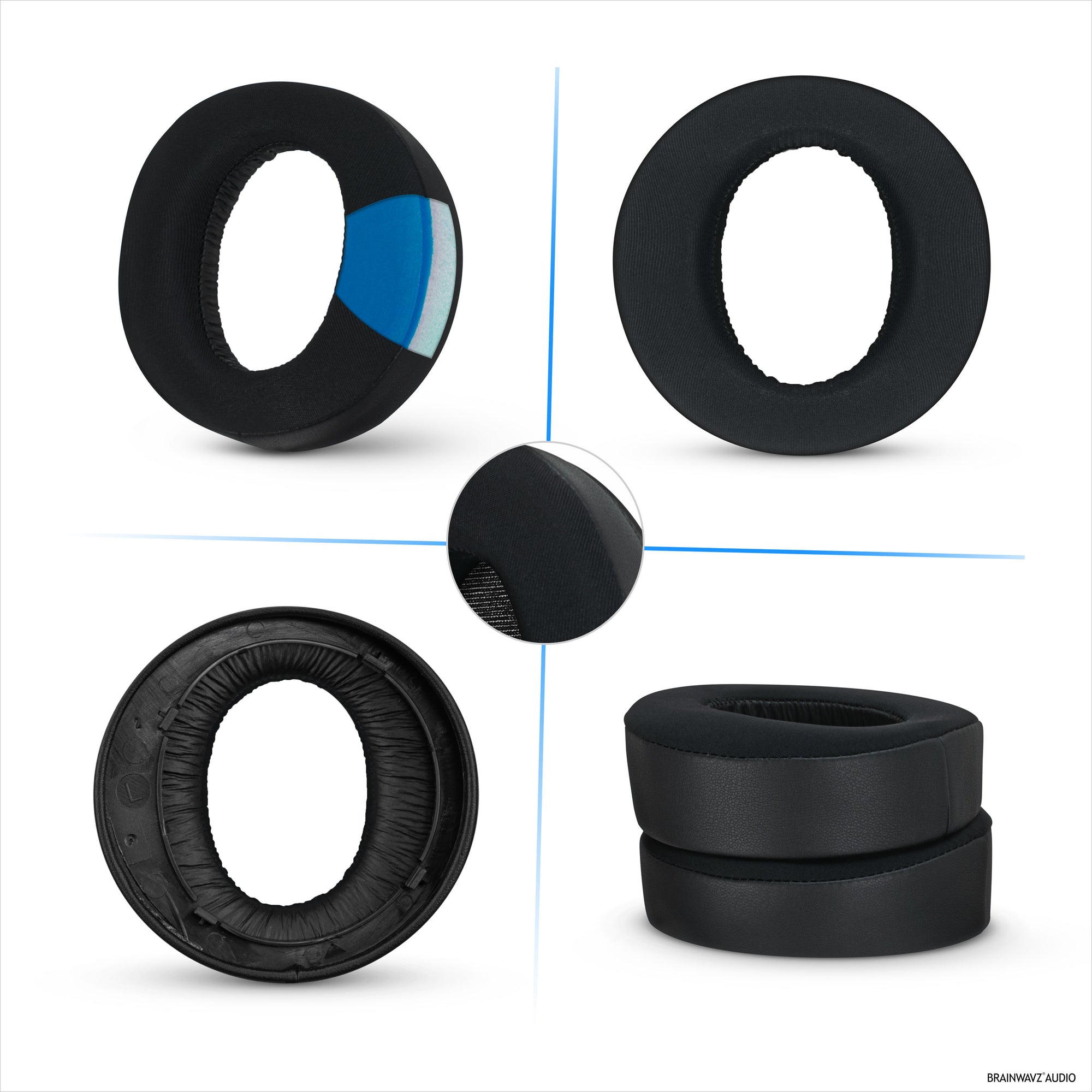 Hybrid Earpads for Sony PS5 PULSE 3D Headphones, Cool Gel, Super Soft Fabric, PU Leather &amp; Thicker Memory Foam