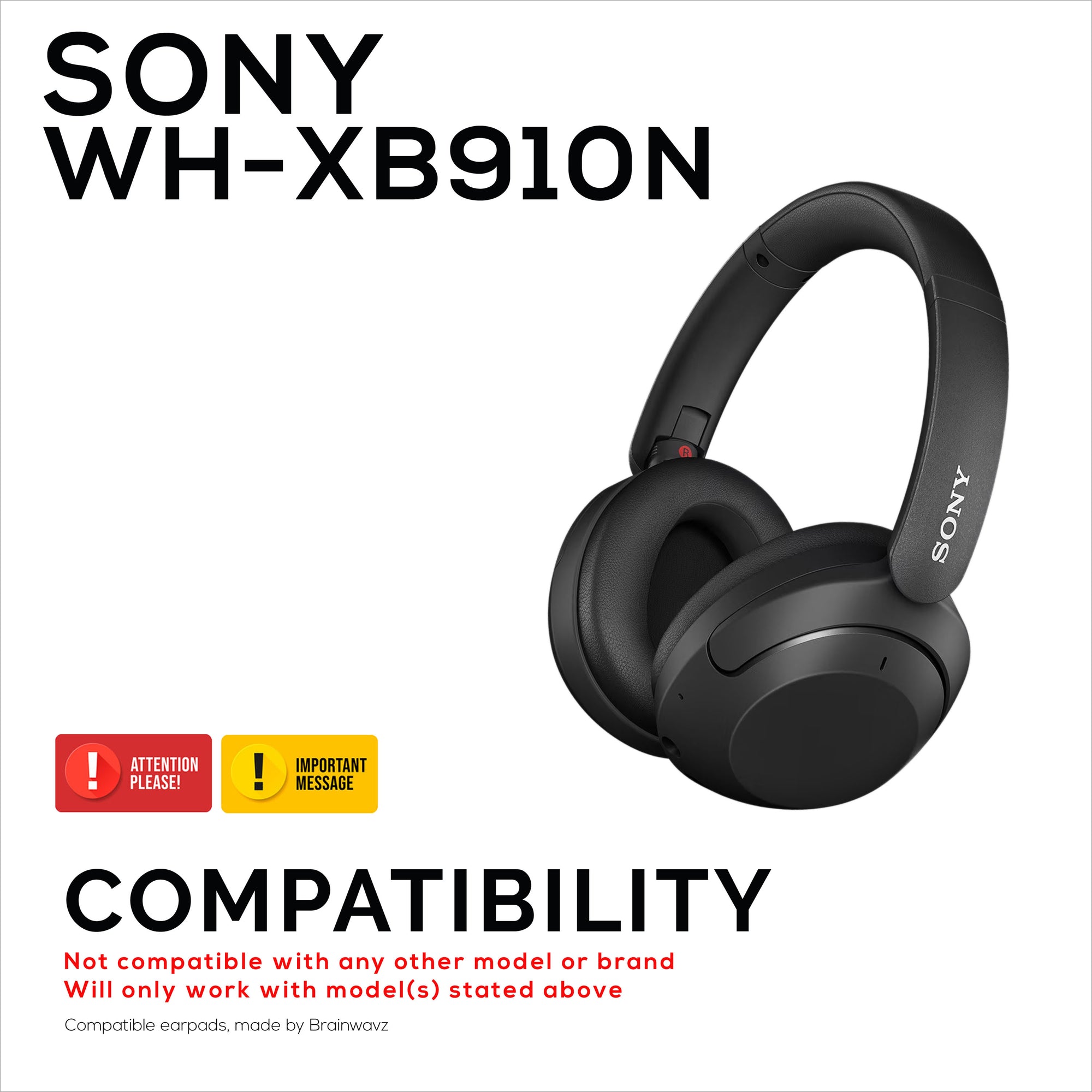 Hybrid Earpads for Sony WH-XB910N Headphones, Cool Gel, Super Soft Fabric, PU Leather &amp; Thicker Memory Foam