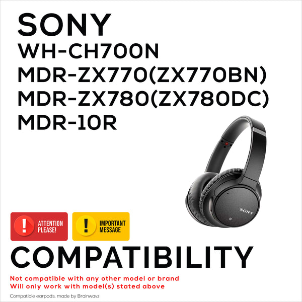 YINETTECH 1 paio di cuscinetti auricolari di ricambio compatibili con cuffie Sony WH-CH700N MDR-ZX770BN ZX780DC, colore nero