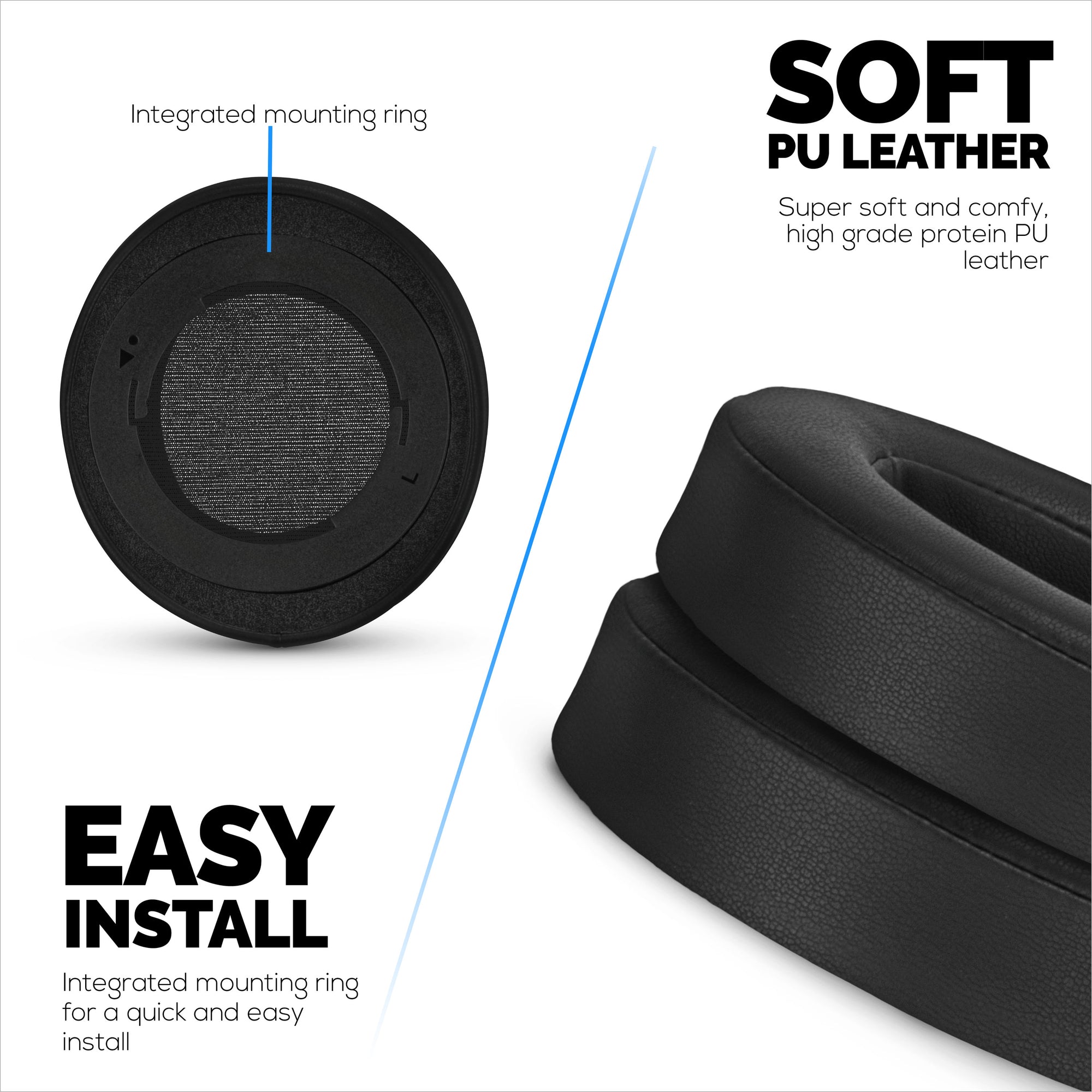 PU Leather Earpads for Razer Kraken PRO V2 7.1 Gaming Headphones, PU Leather, Memory Foam