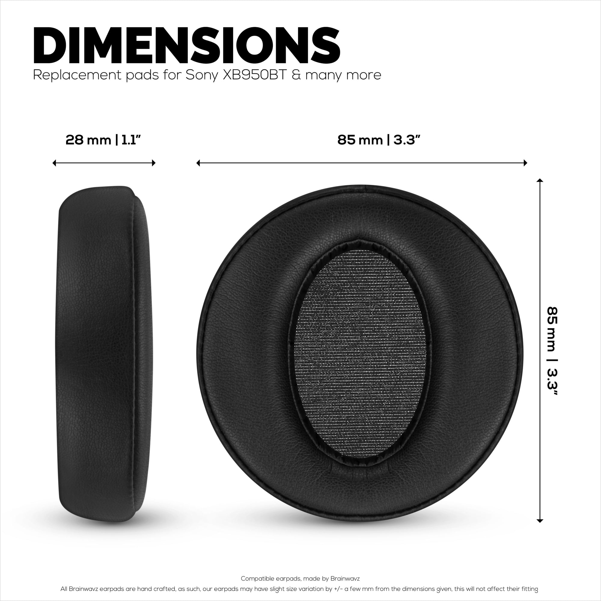 Replacement Earpads for Sony MDR-XB950BT, XB950N1, XB950B1, XB950AP &amp; XB950/H Headphones, PU Leather, Memory Foam
