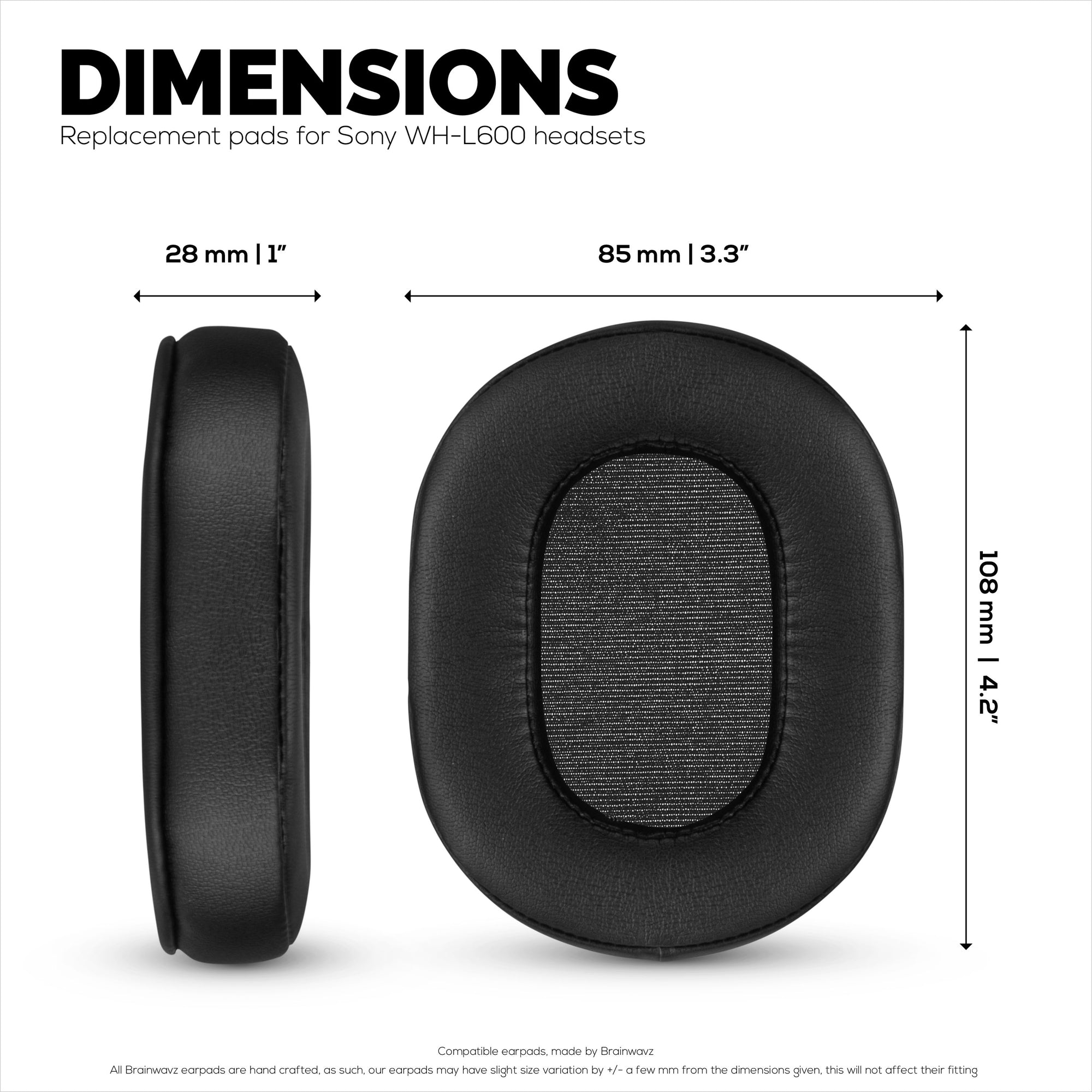 Replacement Earpads for Sony WH-L600 Headphones, PU Leather, Memory Foam for Extra Comfort