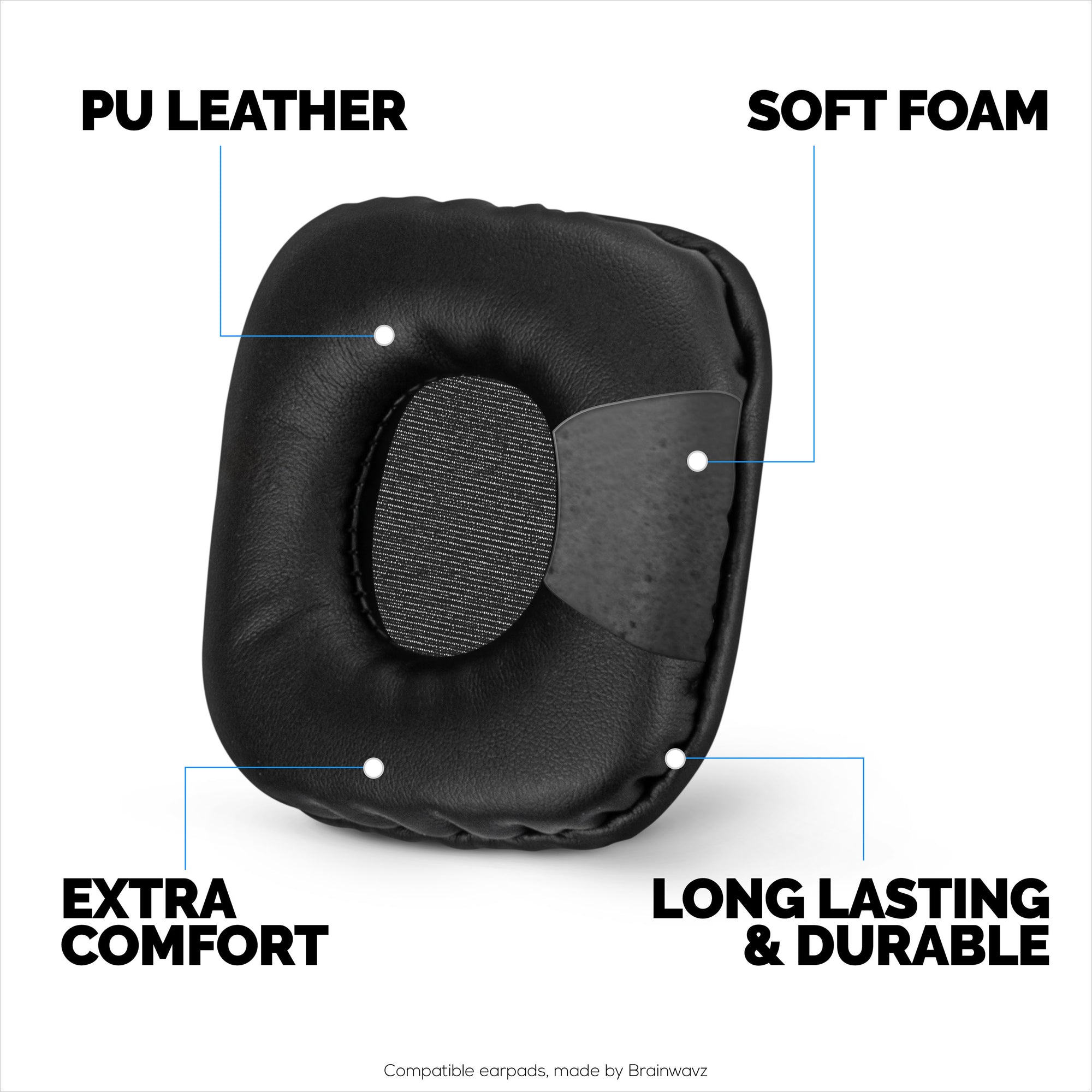 Replacement Earpads for Marshall Major (1st Gen) Headphones, PU Leather, Soft Foam for Extra Comfort, Upgraded, Durable &amp; Long Lasting Ear Cushions