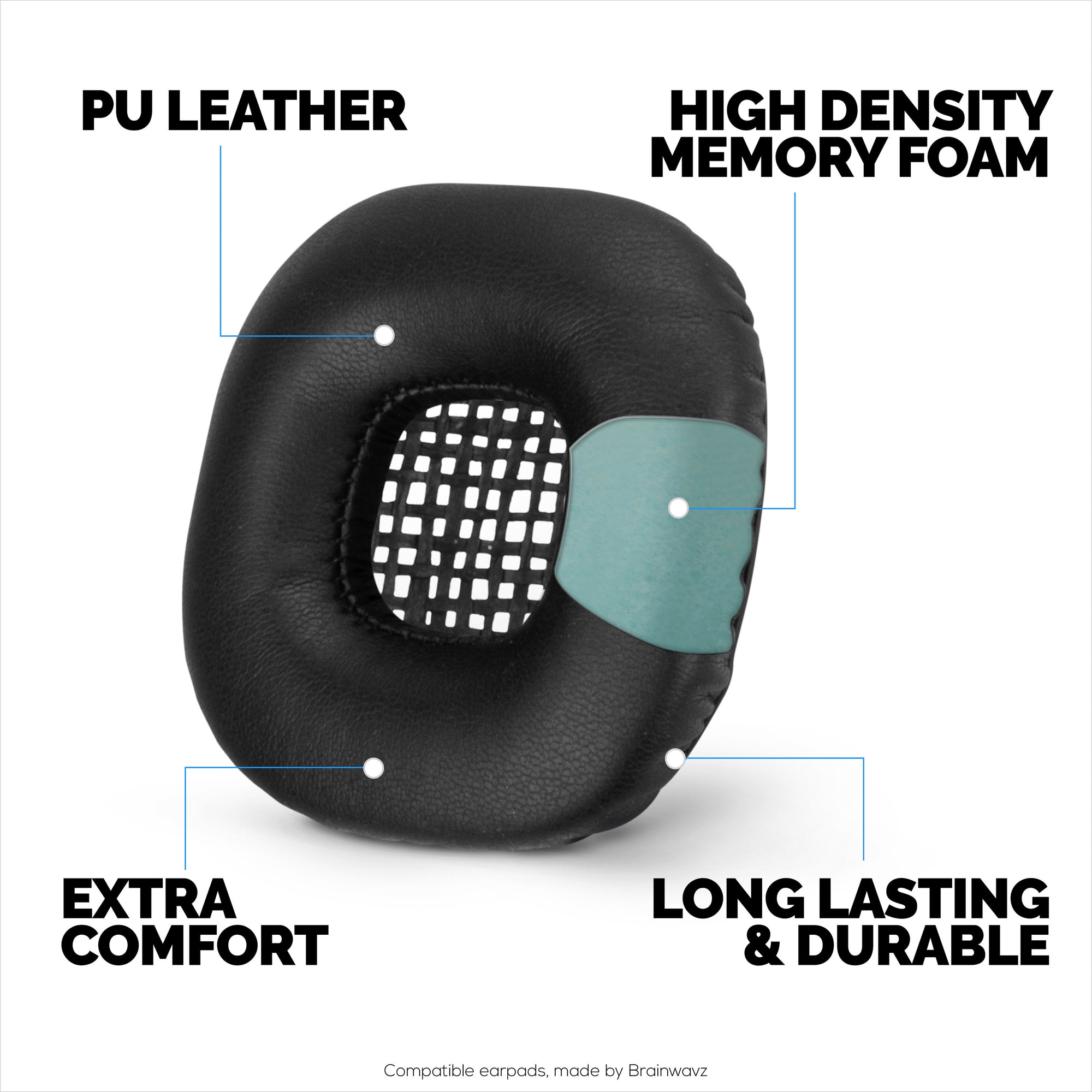 Replacement Earpads for Marshall Major 2 Headphones, PU Leather, Memory Foam for Extra Comfort, Upgraded, Durable &amp; Long Lasting Ear Cushions