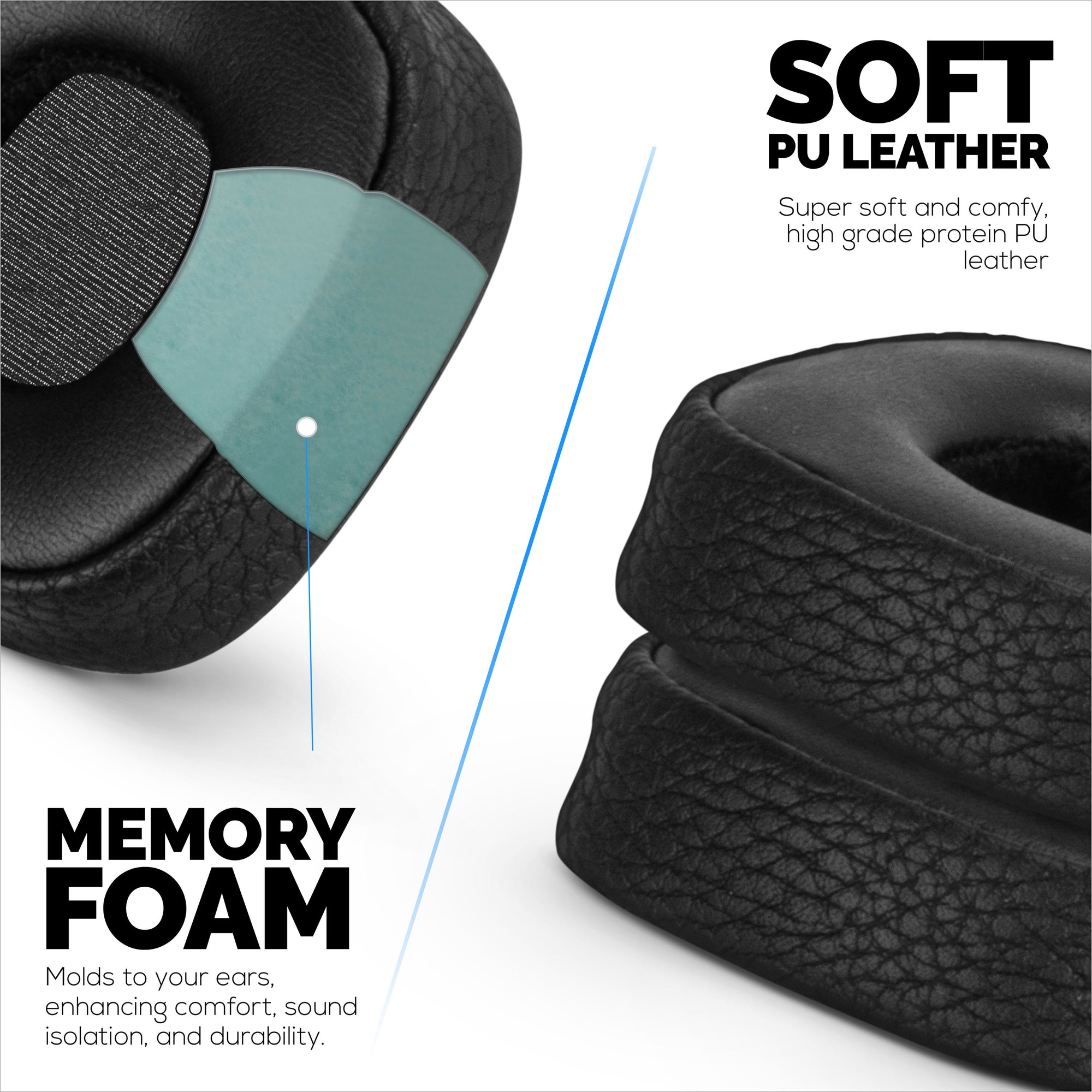 Replacement Earpads for Marshall Major 3 Headphones, PU Leather, Memory Foam for Extra Comfort, Upgraded, Durable &amp; Long Lasting Ear Cushions