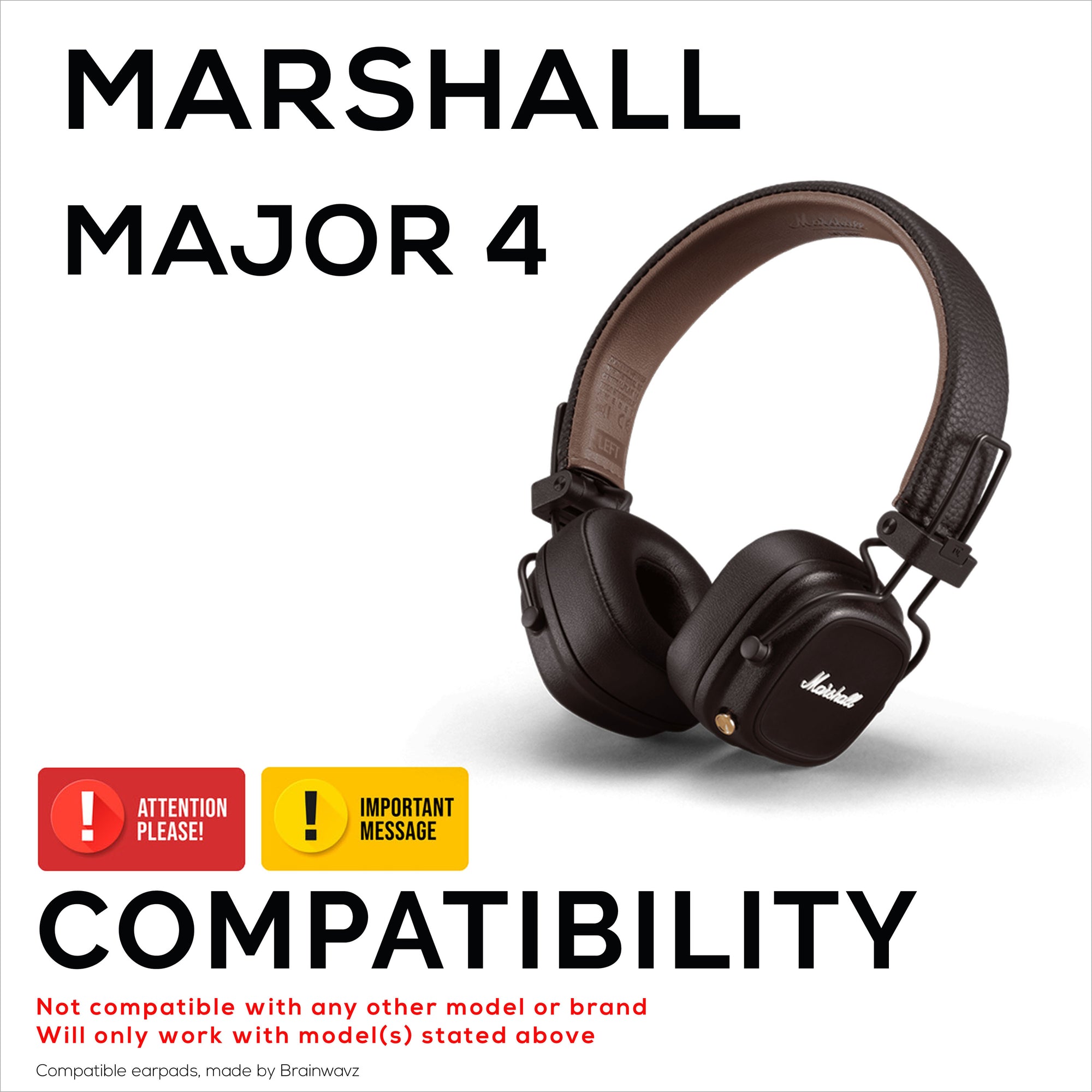 Replacement Earpads for Marshall Major 4 Headphones, PU Leather, Memory Foam for Extra Comfort, Upgraded, Durable &amp; Long Lasting Ear Cushions