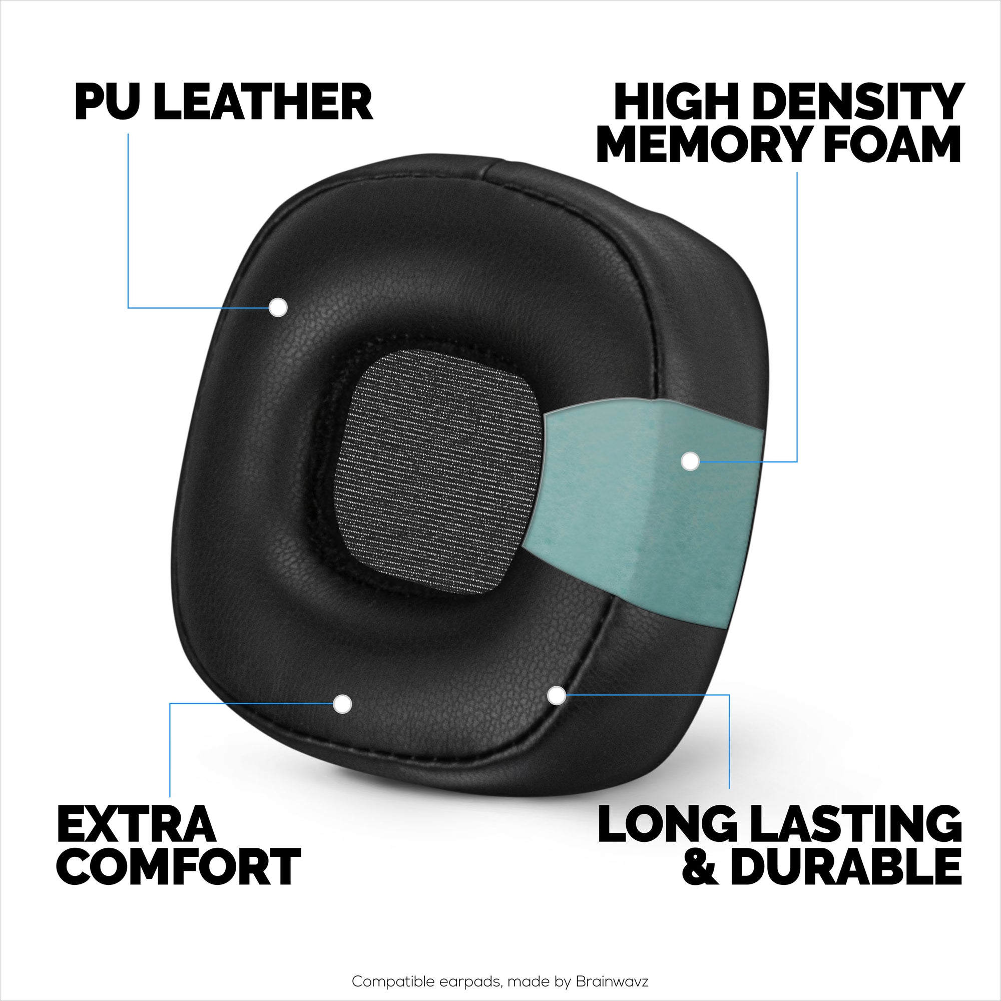 Replacement Earpads for Marshall Major 4 Headphones, PU Leather, Memory Foam for Extra Comfort, Upgraded, Durable &amp; Long Lasting Ear Cushions