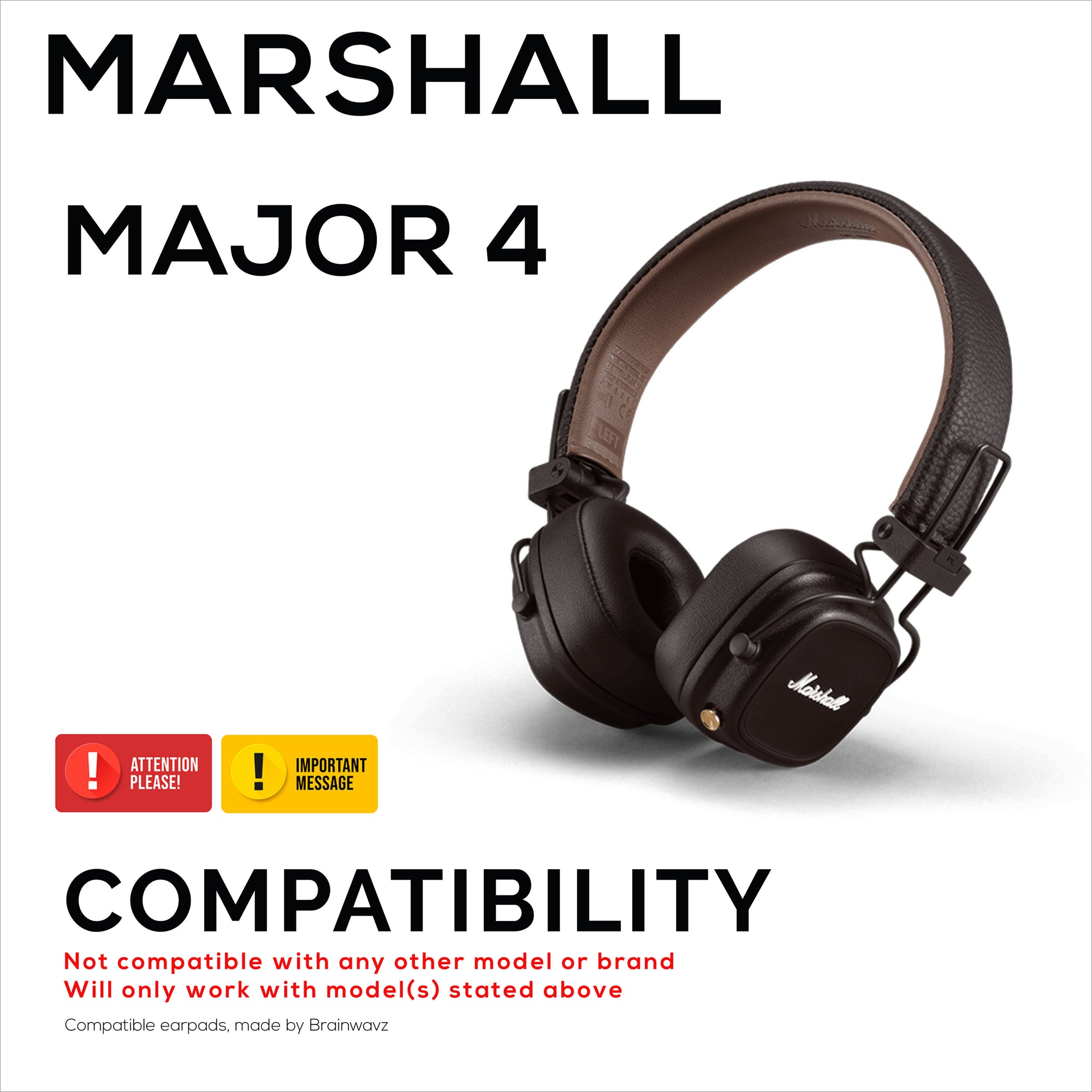 Cuscinetti auricolari di ricambio per cuffie Marshall Major III Wired, Major III Bluetooth Wireless, Major IV, MID ANC, cuffie auricolari (pelle proteica/nero Cuscinetti auricolari di ricambio per cuffie Marshall Major III Wired, Major III Bluetooth Wireless, Major IV, MID ANC, cuffie auricolari (pelle proteica/nero