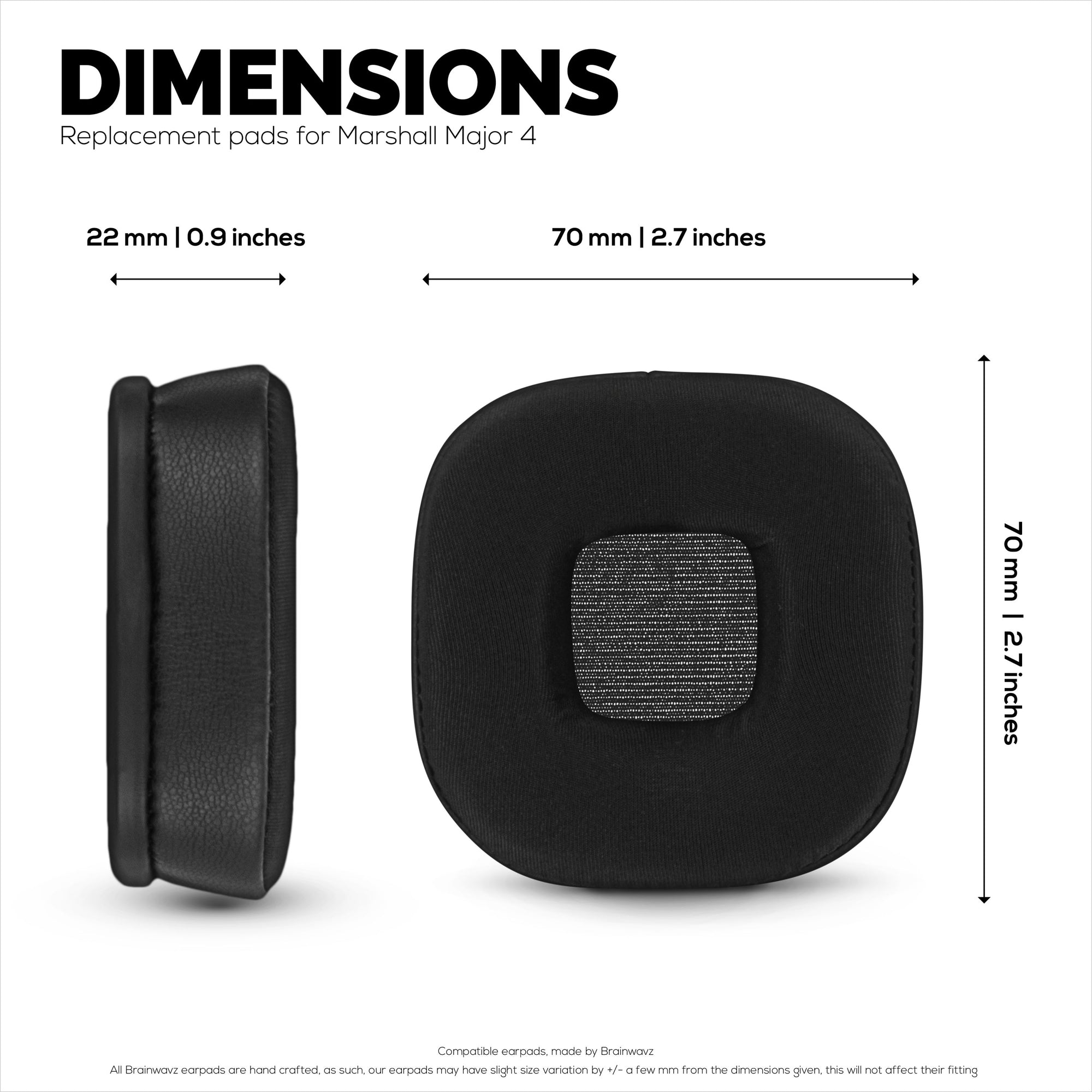 Hybrid Earpads for Marshall Major 4 Headphones, Cool Gel, PU Leather &amp; Thicker Memory Foam For Additional Comfort