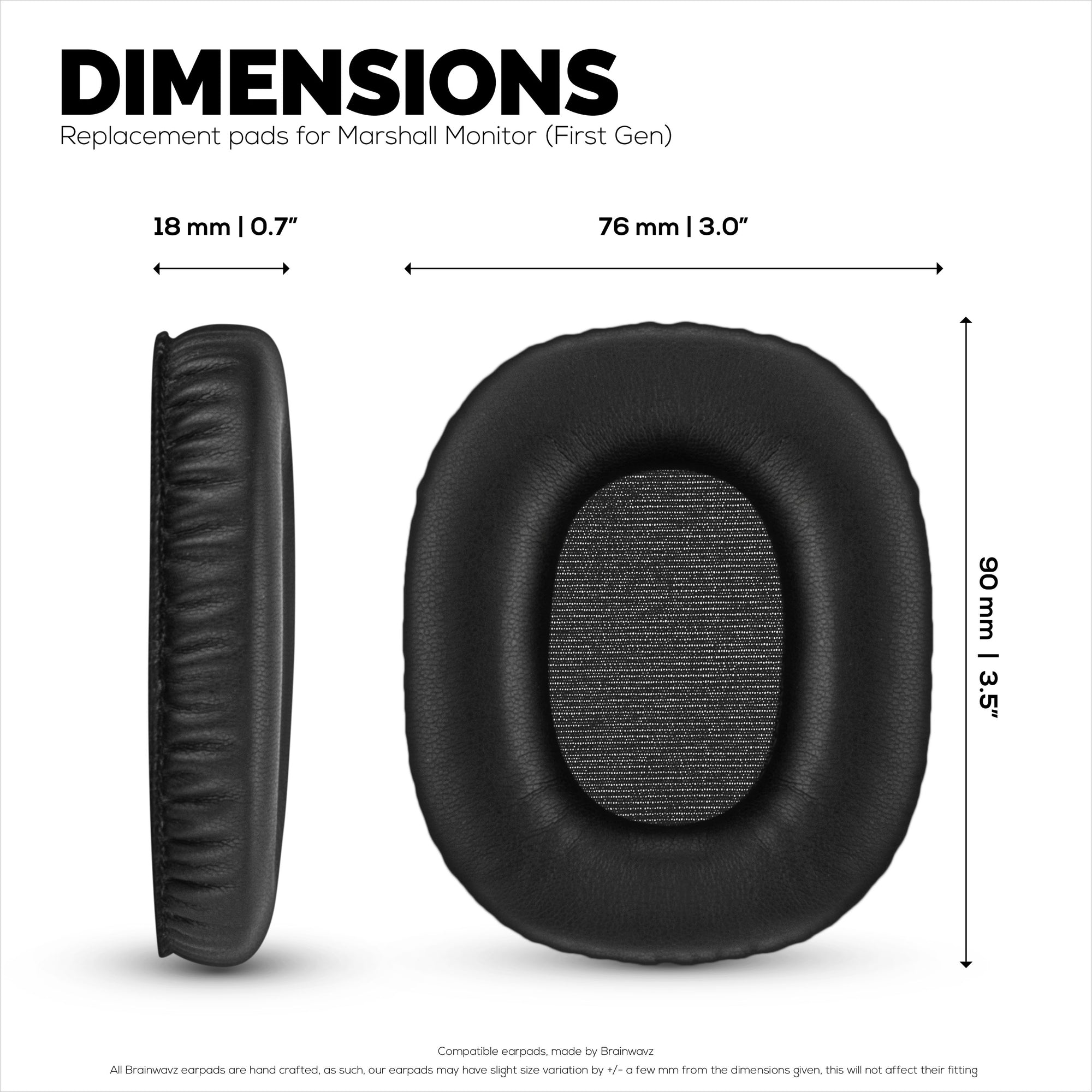 Replacement Earpads for Marshall Monitor / Monitor Bluetooth (1st Gen) Headphones, PU Leather, Memory Foam for Extra Comfort, Upgraded, Durable &amp; Long Lasting Ear Cushion