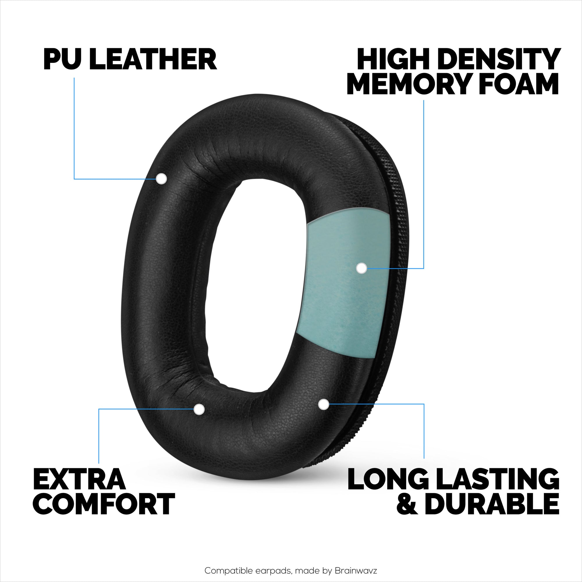 Replacement Earpads for Marshall Monitor 2 Headphones, PU Leather, Memory Foam for Extra Comfort, Upgraded, Durable &amp; Long Lasting Ear Cushions