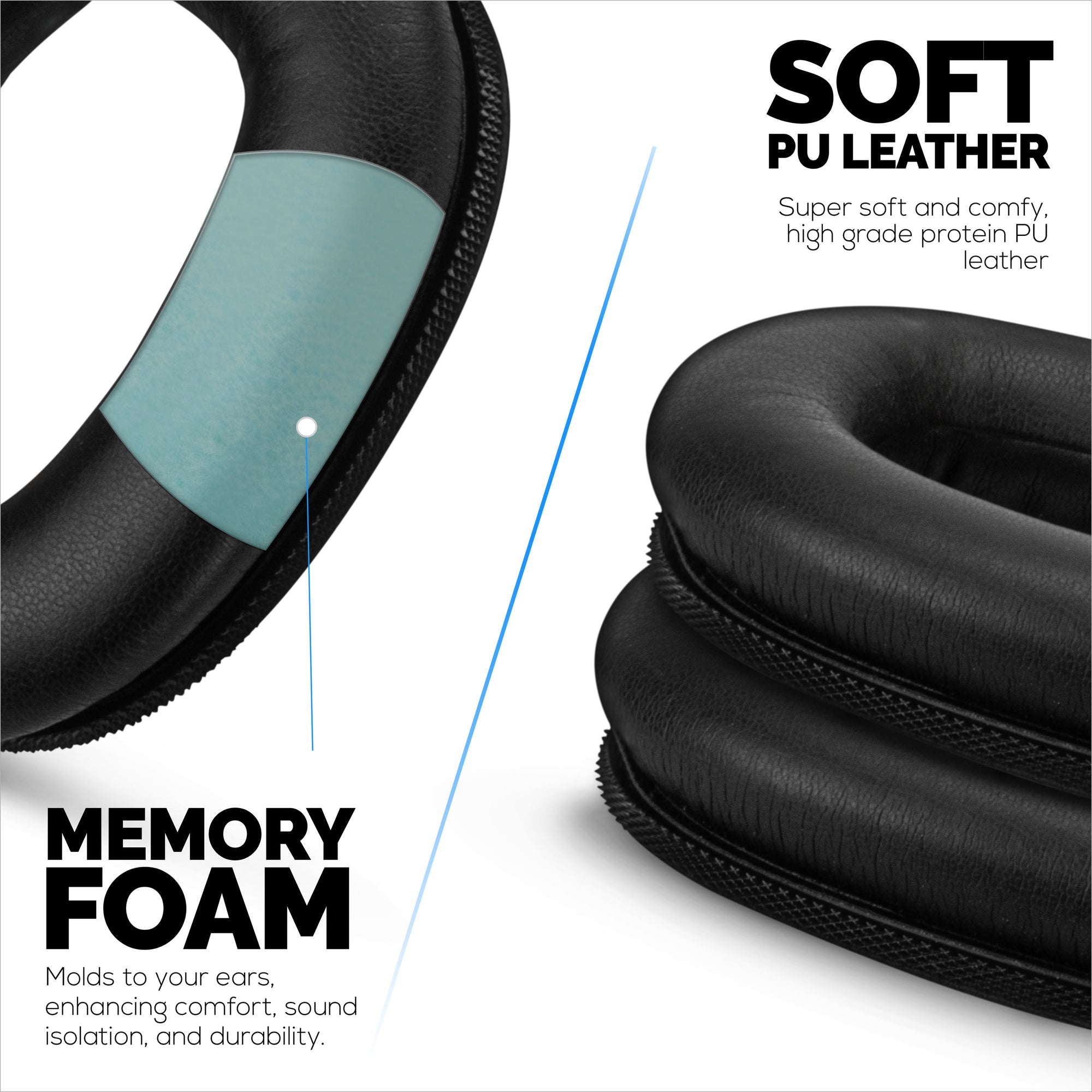 Replacement Earpads for Marshall Monitor 2 Headphones, PU Leather, Memory Foam for Extra Comfort, Upgraded, Durable &amp; Long Lasting Ear Cushions