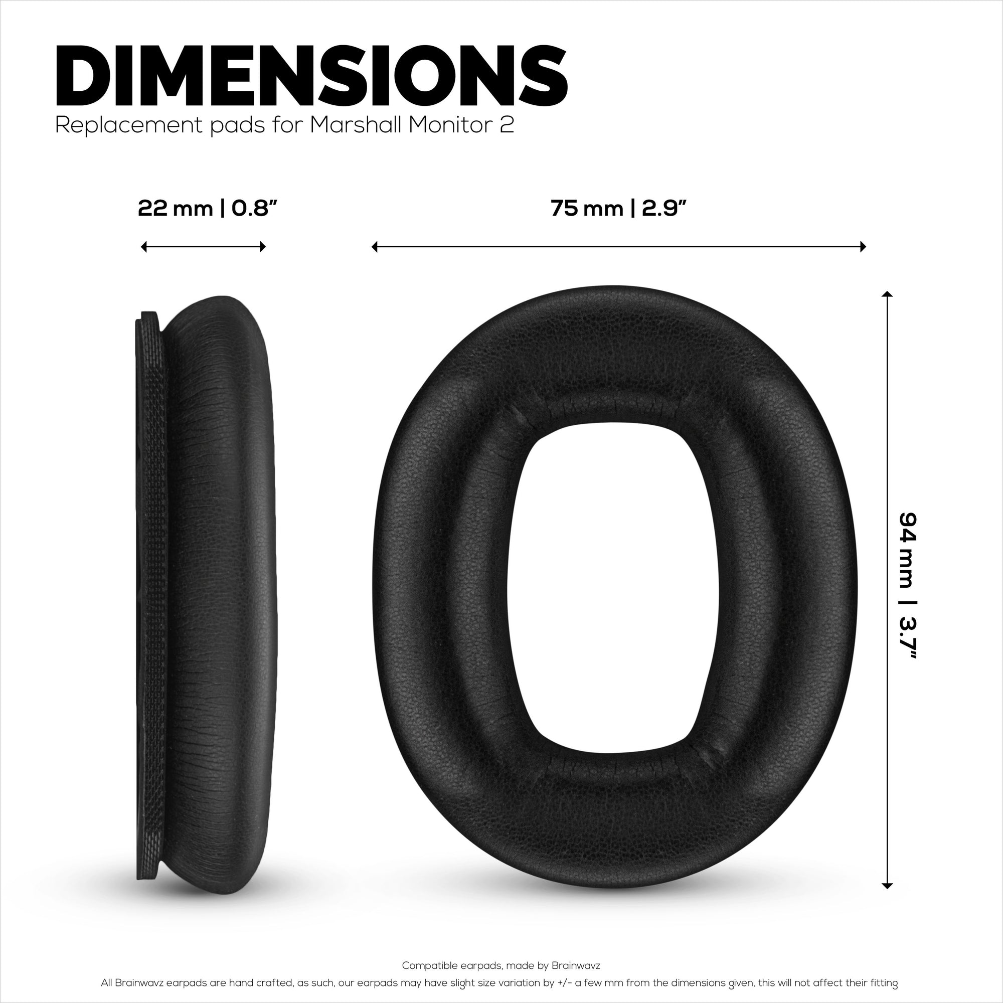 Replacement Earpads for Marshall Monitor 2 Headphones, PU Leather, Memory Foam for Extra Comfort, Upgraded, Durable &amp; Long Lasting Ear Cushions