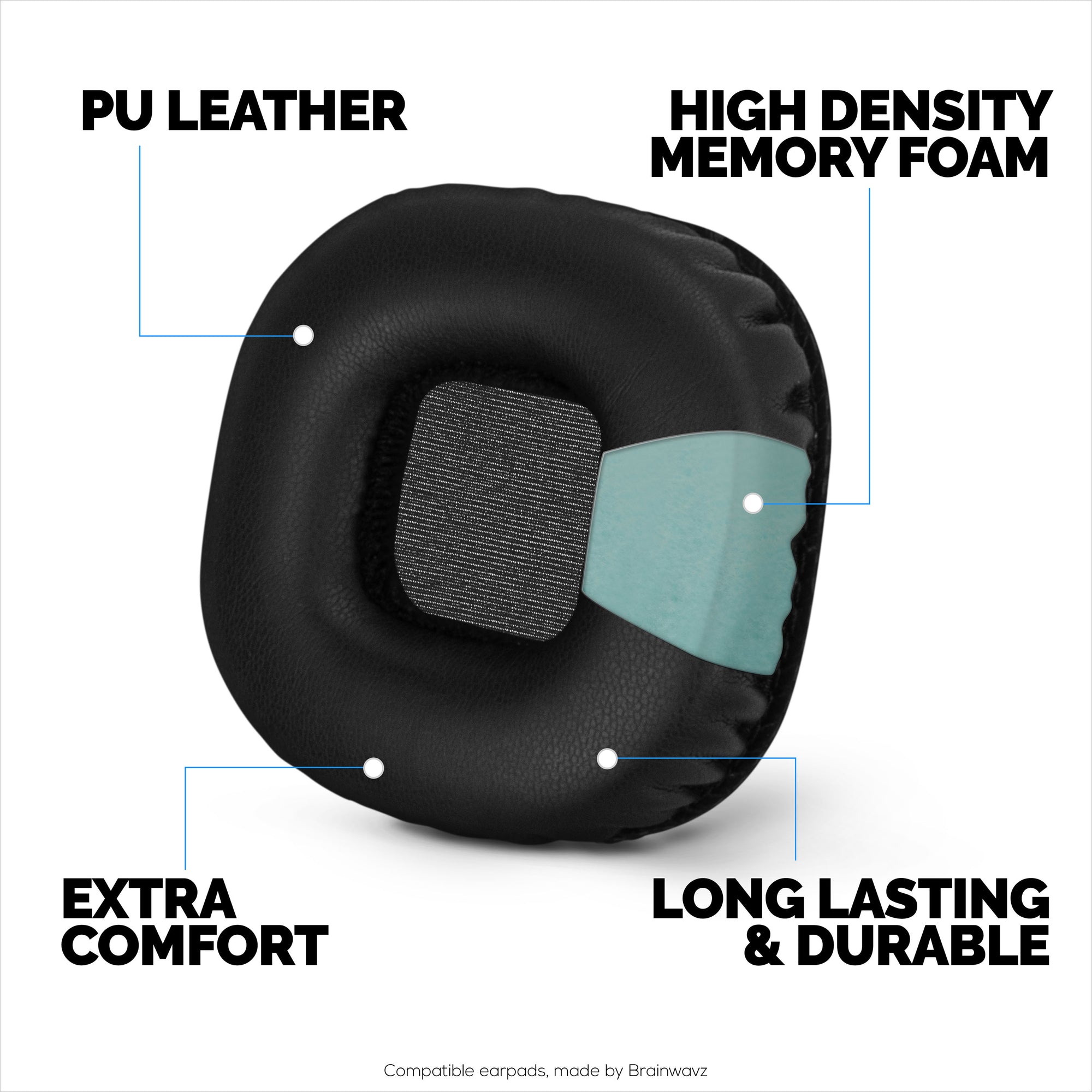 Replacement Earpads for Marshall MID-ANC Headphones, PU Leather, Memory Foam for Extra Comfort, Upgraded, Durable &amp; Long Lasting Ear Cushions