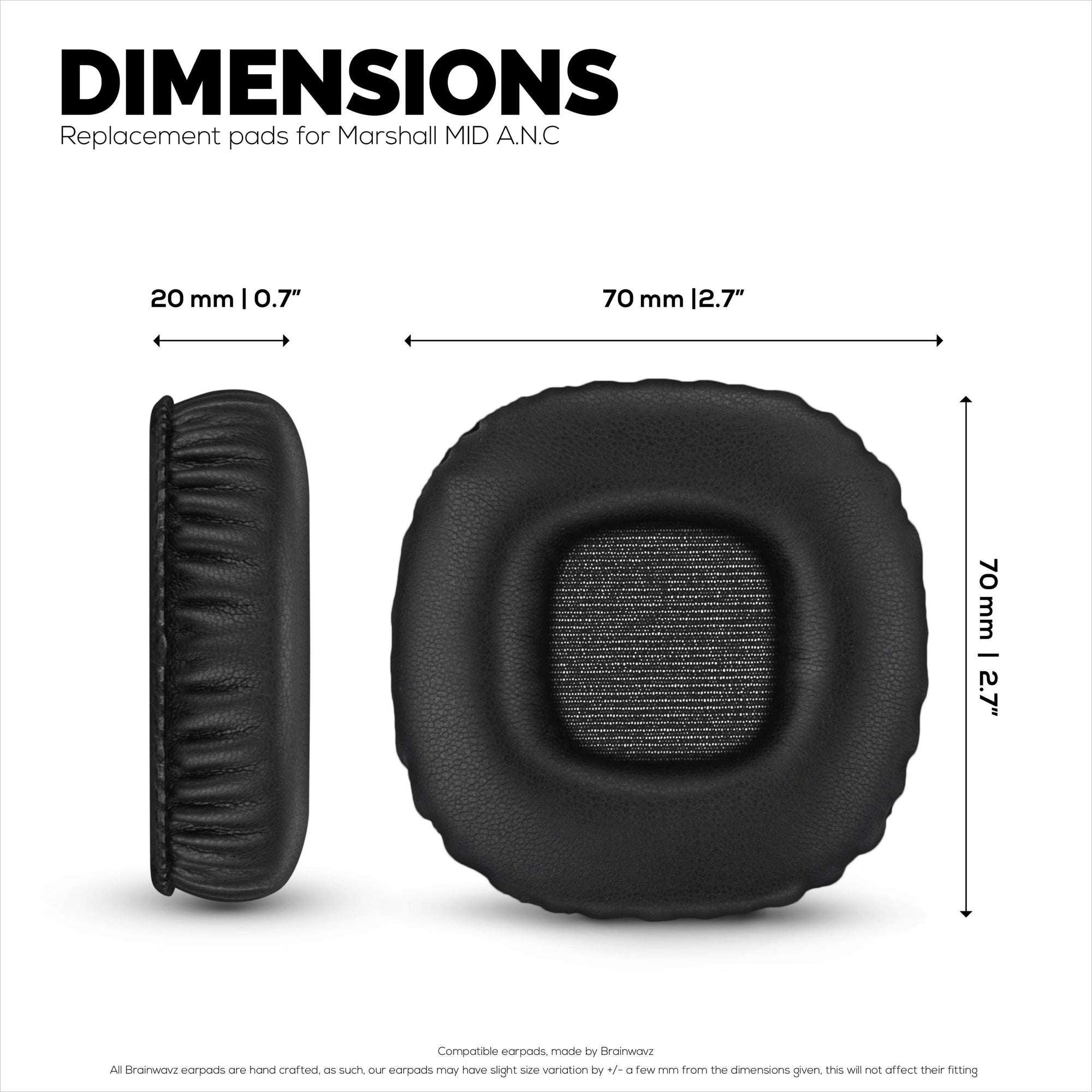 Replacement Earpads for Marshall MID-ANC Headphones, PU Leather, Memory Foam for Extra Comfort, Upgraded, Durable &amp; Long Lasting Ear Cushions