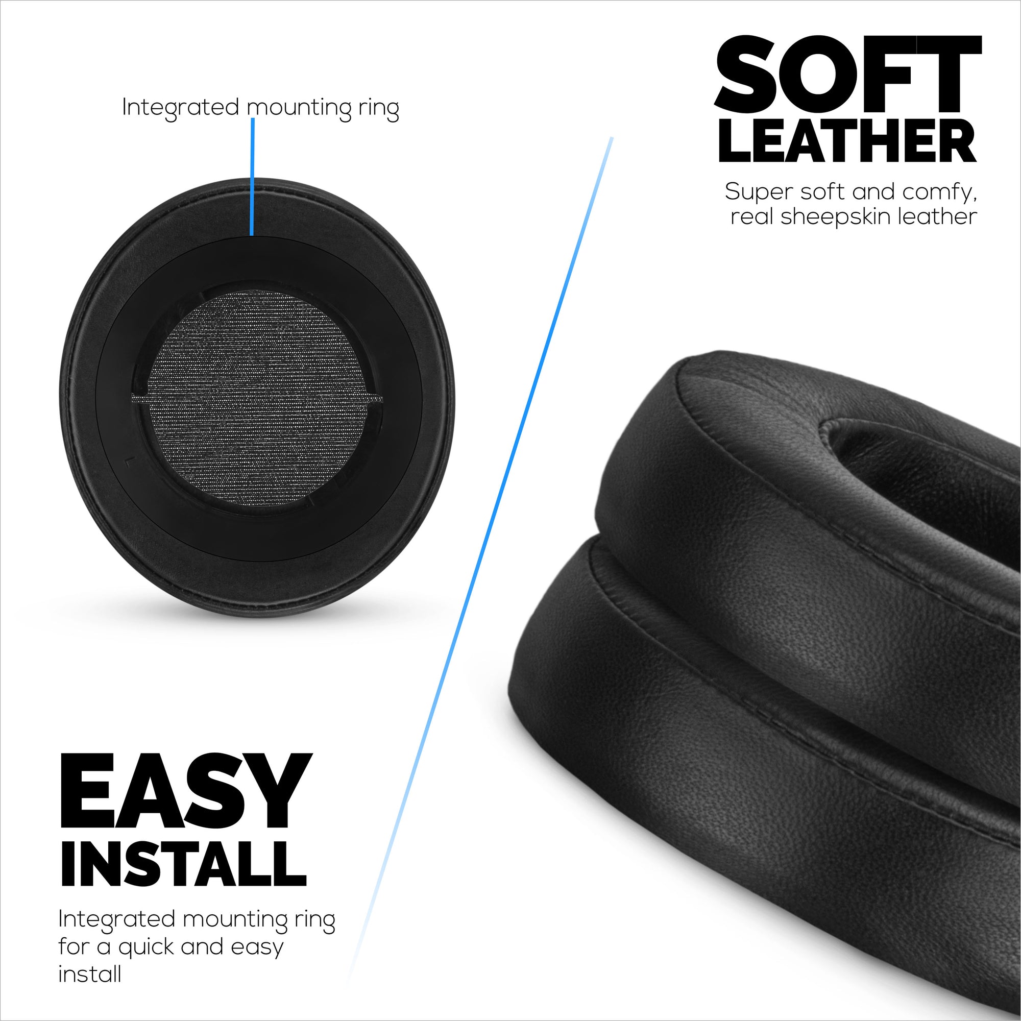 Sheepskin Earpads for Razer Kraken PRO V2 7.1 Headphones, Soft Real Leather, Memory Foam