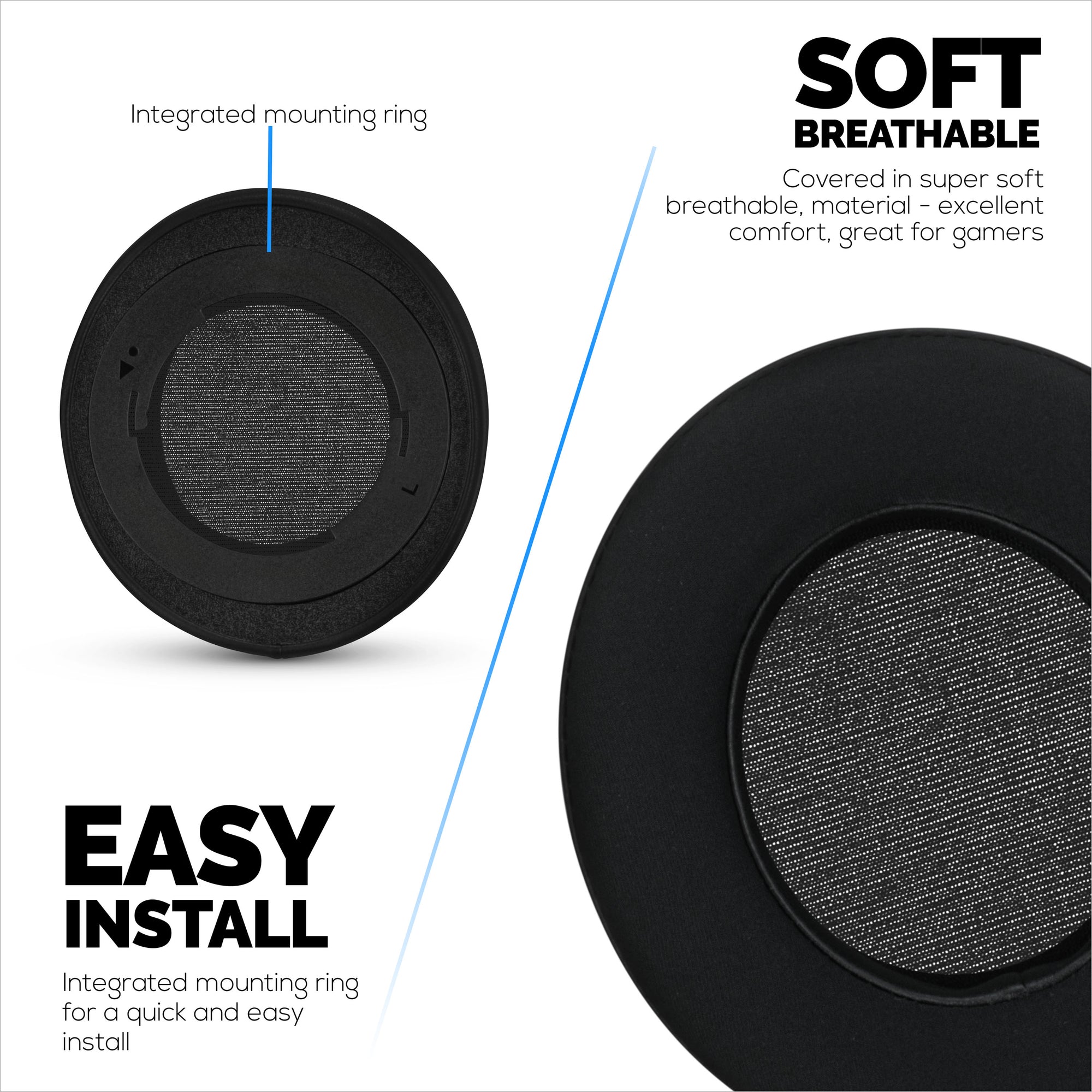 Hybrid Earpads for Razer Kraken PRO V2 7.1 Headphones, Cool Gel, PU Leather &amp; Thicker Memory Foam