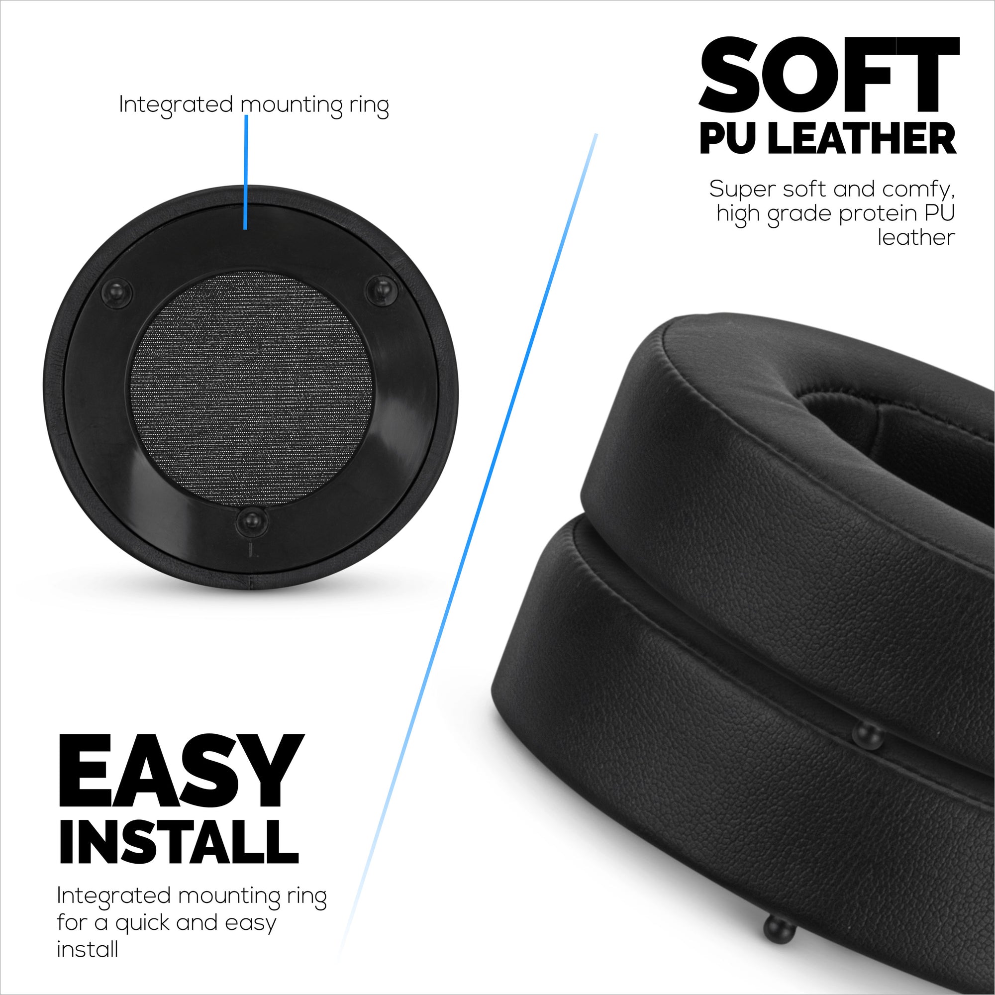 Replacement Earpads for Razer MANO&#39;WAR 7.1, PU Leather, Memory Foam for Extra Comfort,