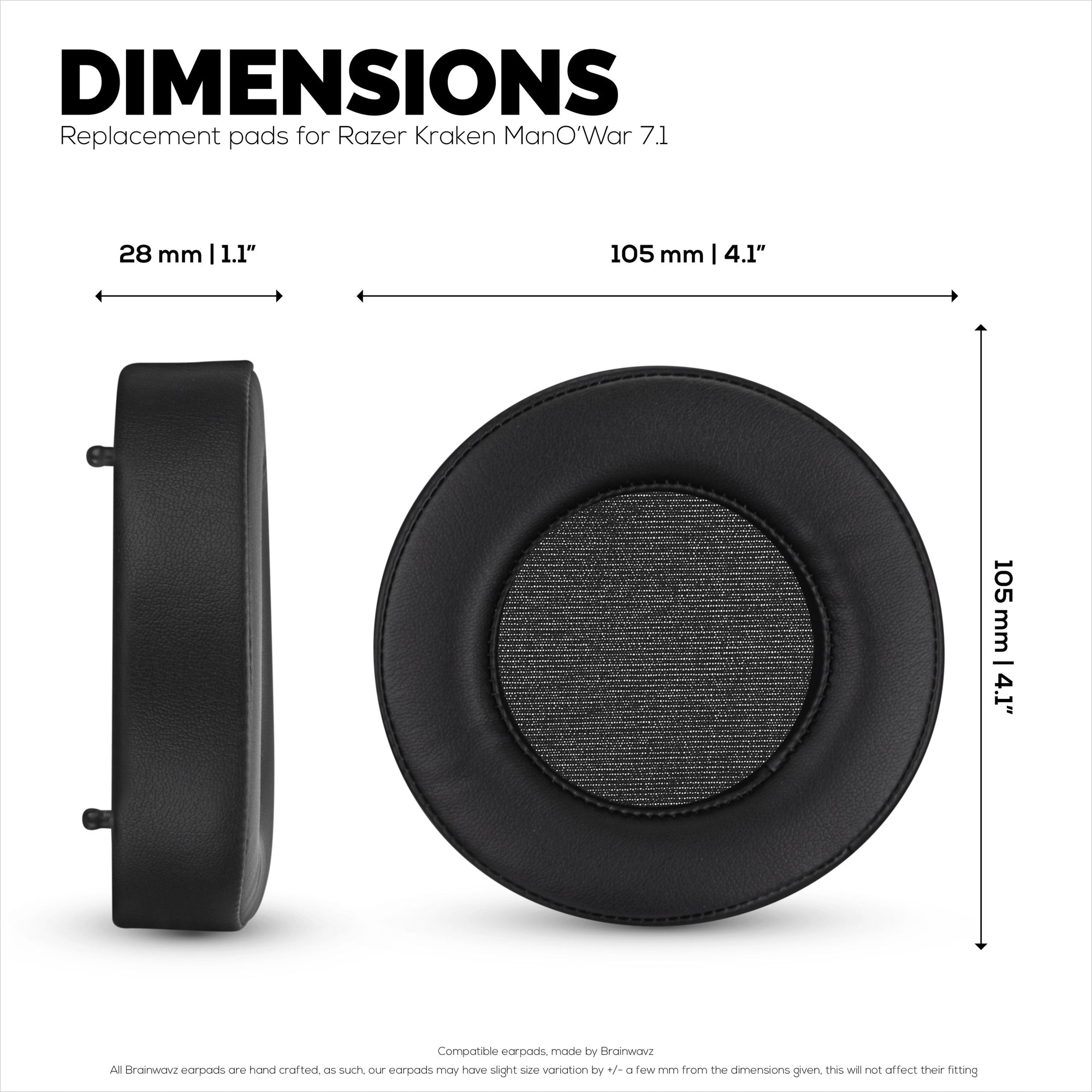 Replacement Earpads for Razer MANO&#39;WAR 7.1, PU Leather, Memory Foam for Extra Comfort,