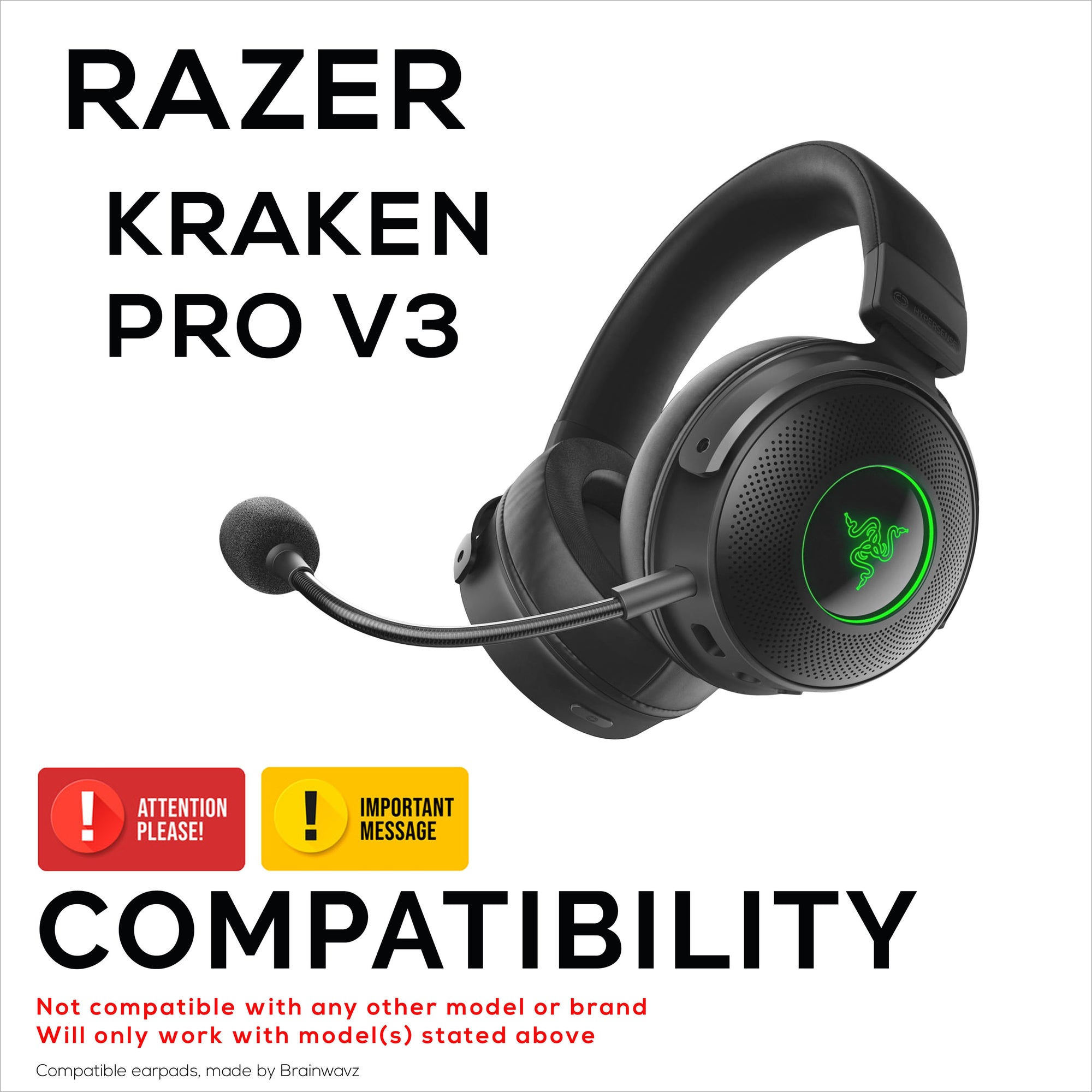 Hybrid Earpads for Razer Kraken PRO V3 Headphones, Cool Gel, PU Leather &amp; Thicker Memory Foam