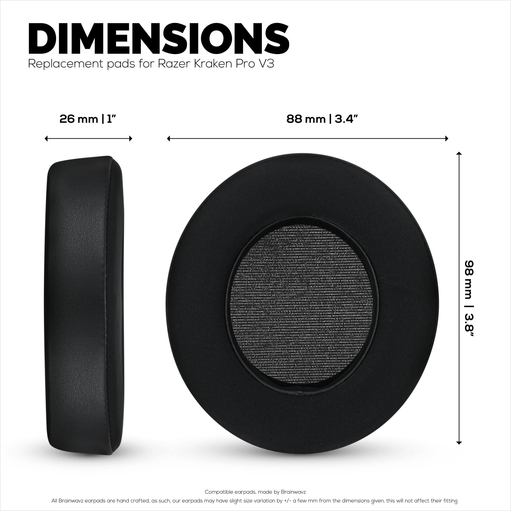 Hybrid Earpads for Razer Kraken PRO V3 Headphones, Cool Gel, PU Leather &amp; Thicker Memory Foam