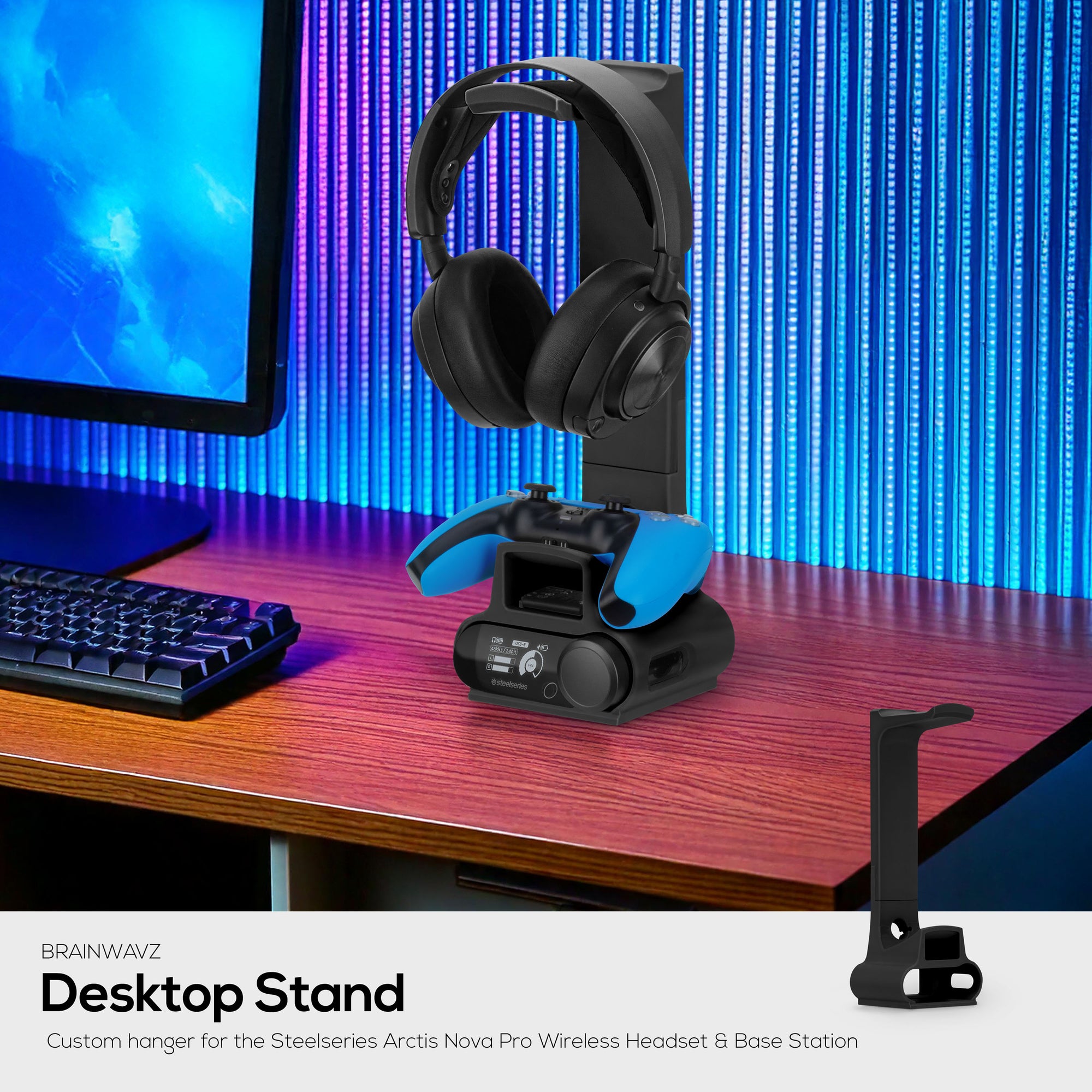 Headphone &amp; Game Controller Stand Designed for Steelseries Arctis Nova Pro Wireless Headsets with Dock for the Wireless Base Station