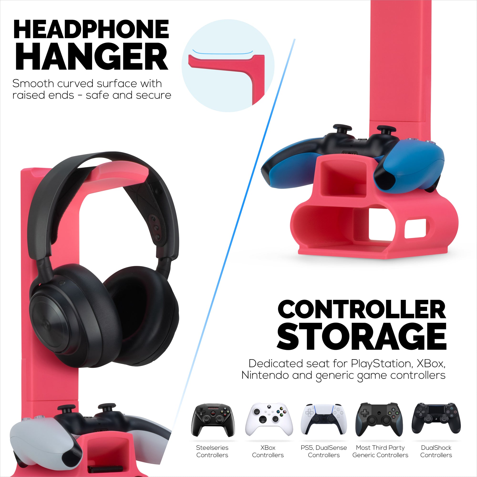 Headphone &amp; Game Controller Stand Designed for Steelseries Arctis Nova Pro Wireless Headsets with Dock for the Wireless Base Station