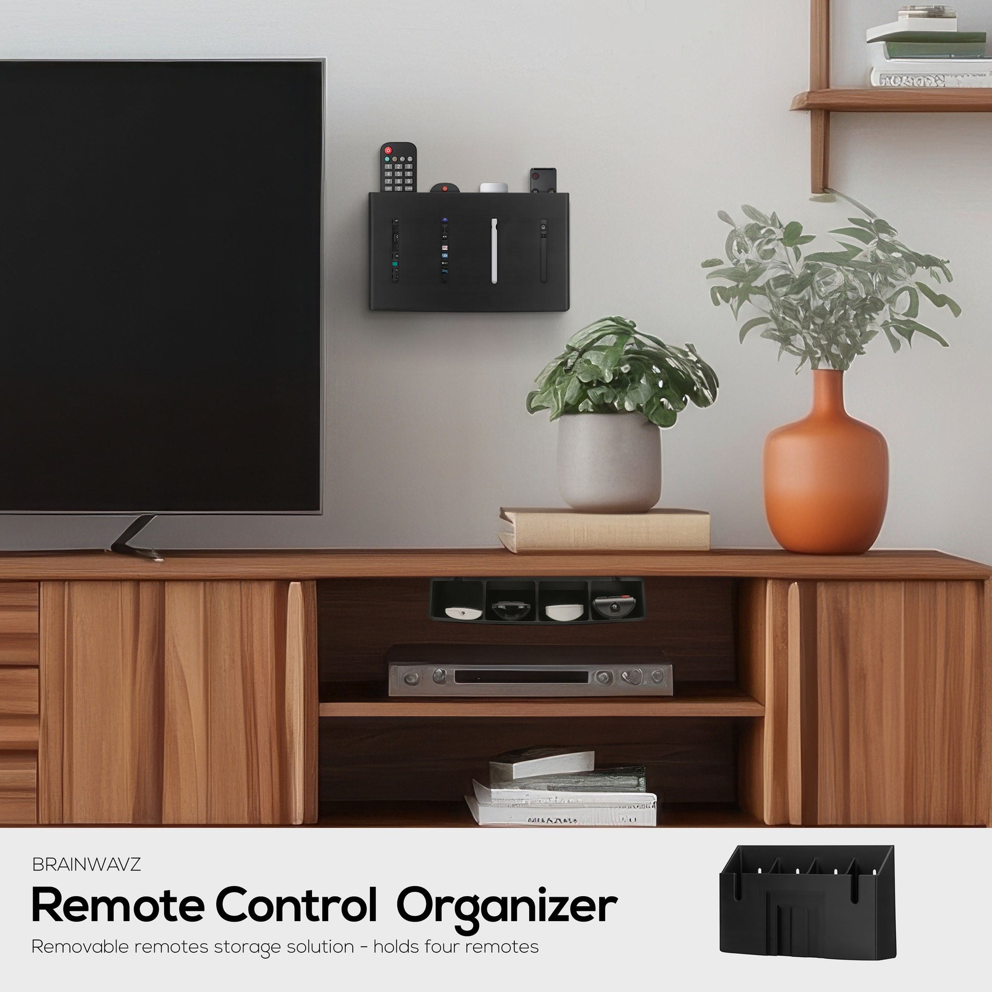 Universal Remote Control Holder – Removable Wall &amp; Under-Desk Mount for TV, DVD, Streaming, AC Remotes &amp; More – Space-Saving Organizer