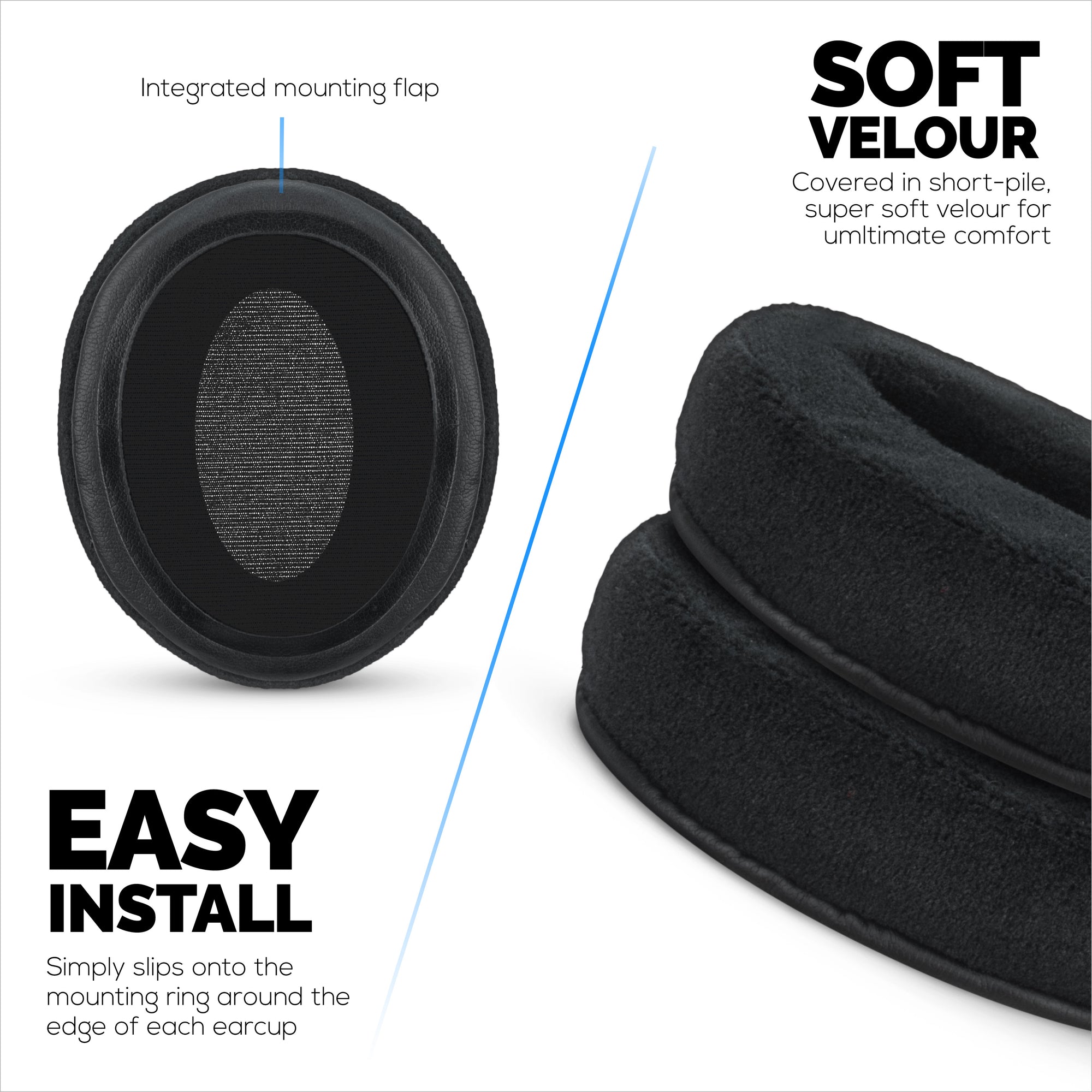 Replacement Velour Earpads for Sennheiser HD 4.50, HD 350BT, HD 4.40BT, HD 4.50BT, HD 4.50BTNC, HD 450BT. Soft Velour &amp; Memory Foam for Extra Comfort