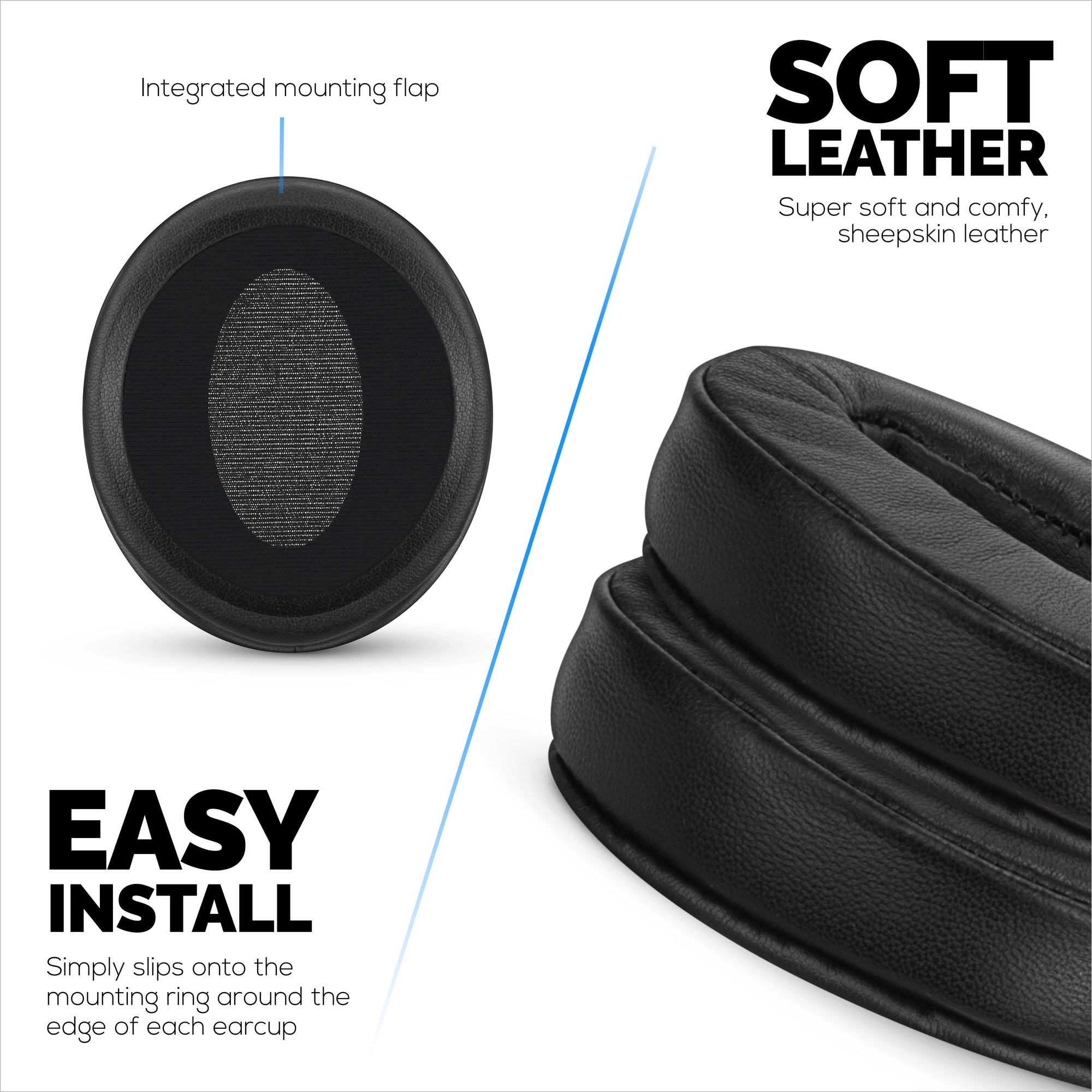 Replacement Sheepskin Earpads for Sennheiser HD 4.50, HD 350BT, HD 4.40BT, HD 4.50BT, HD 4.50BTNC, HD 450BT. Soft Real Leather and Memory Foam for Extra Comfort