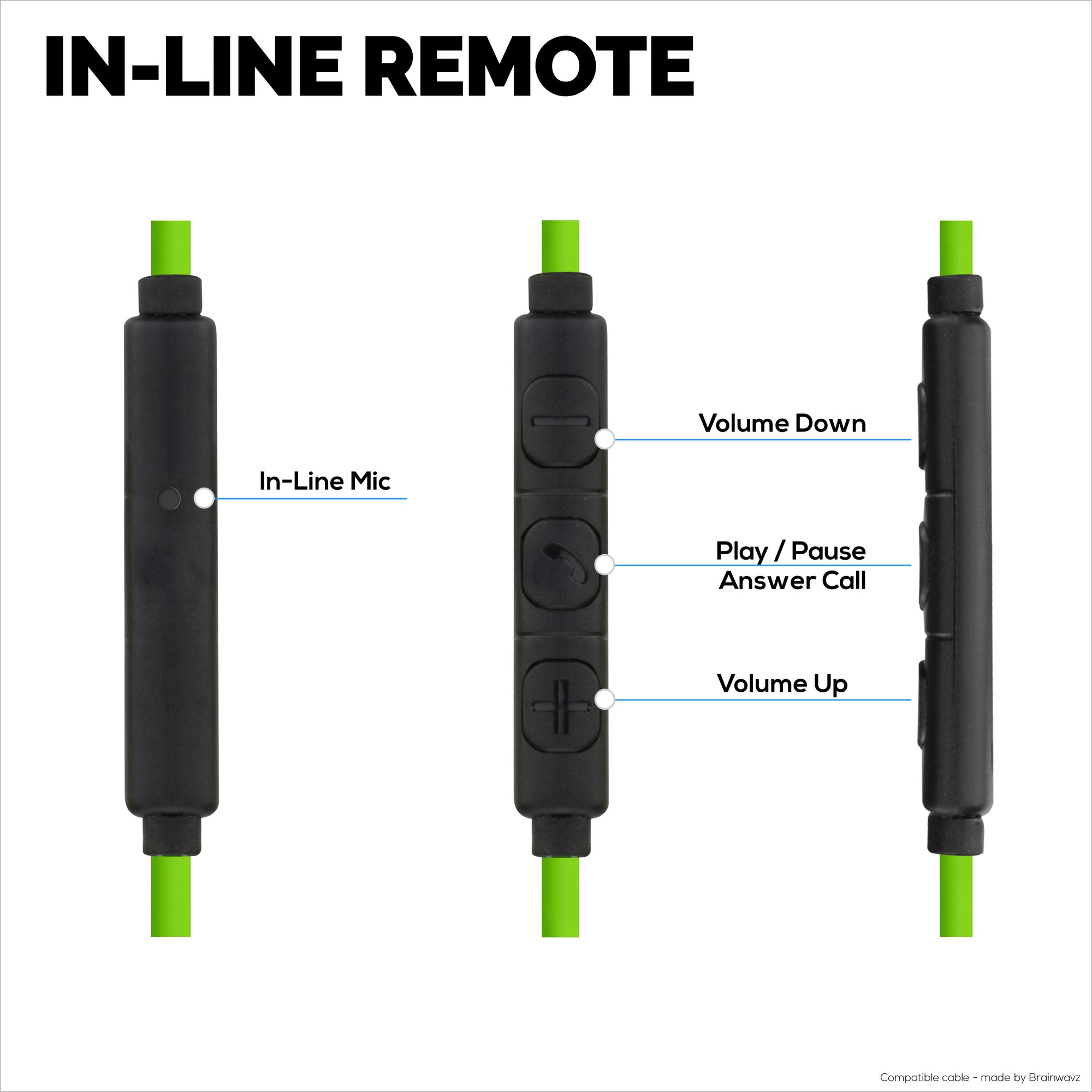Replacement Audio Cable Compatible with AKG K430 K450 K451 K452 K480 &amp; Q460 – In-Line Remote
