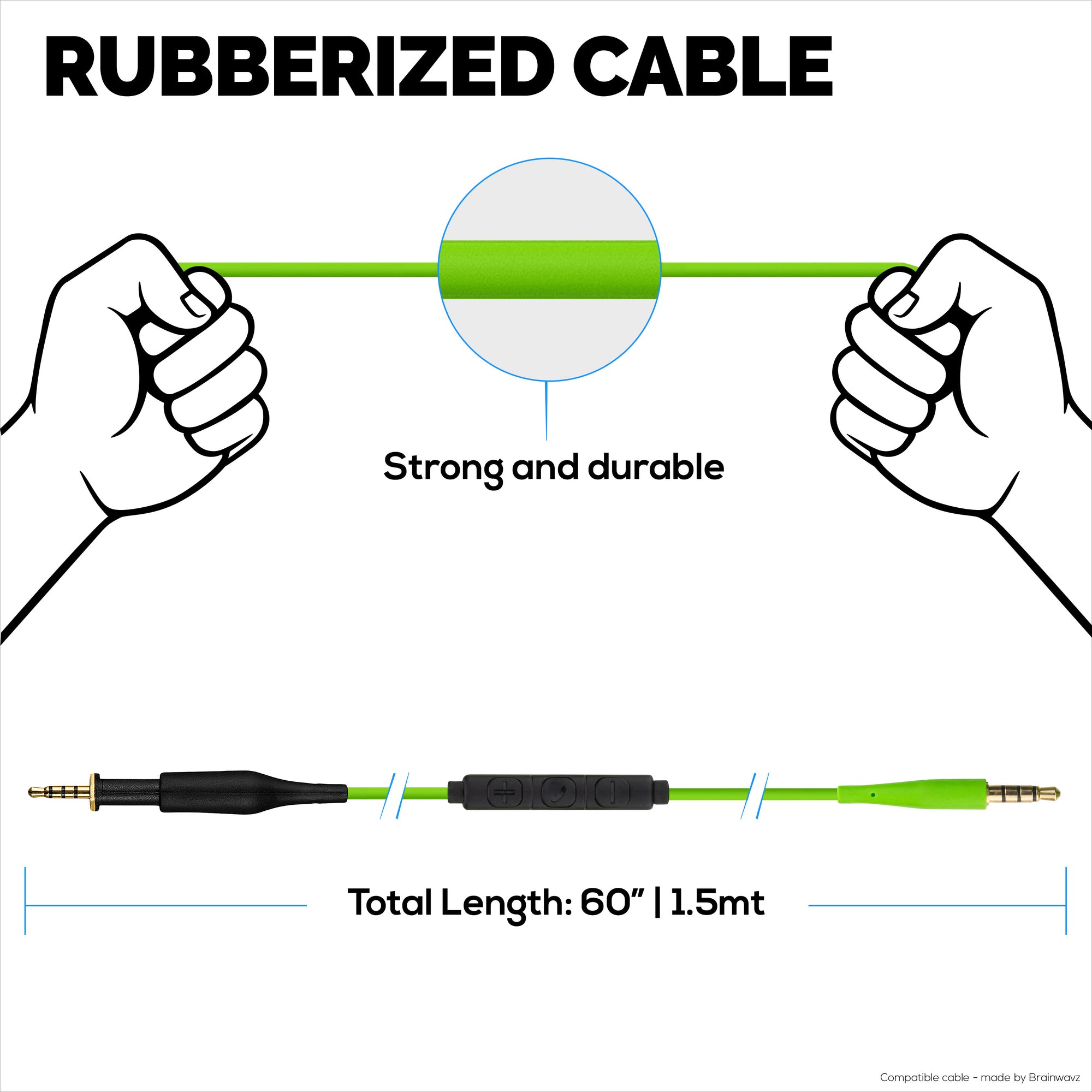 Replacement Audio Cable Compatible with AKG K430 K450 K451 K452 K480 &amp; Q460 – In-Line Remote