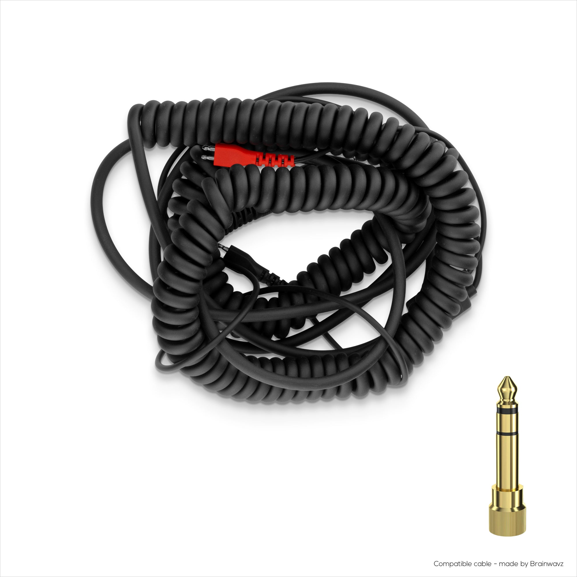 Coiled Replacement Audio Cable Compatible with Sennheiser HD25, HD560, HD540, HD480, HD430, HD414 &amp;  HD250 Headsets -  3.5mm Gold Plated Jacks