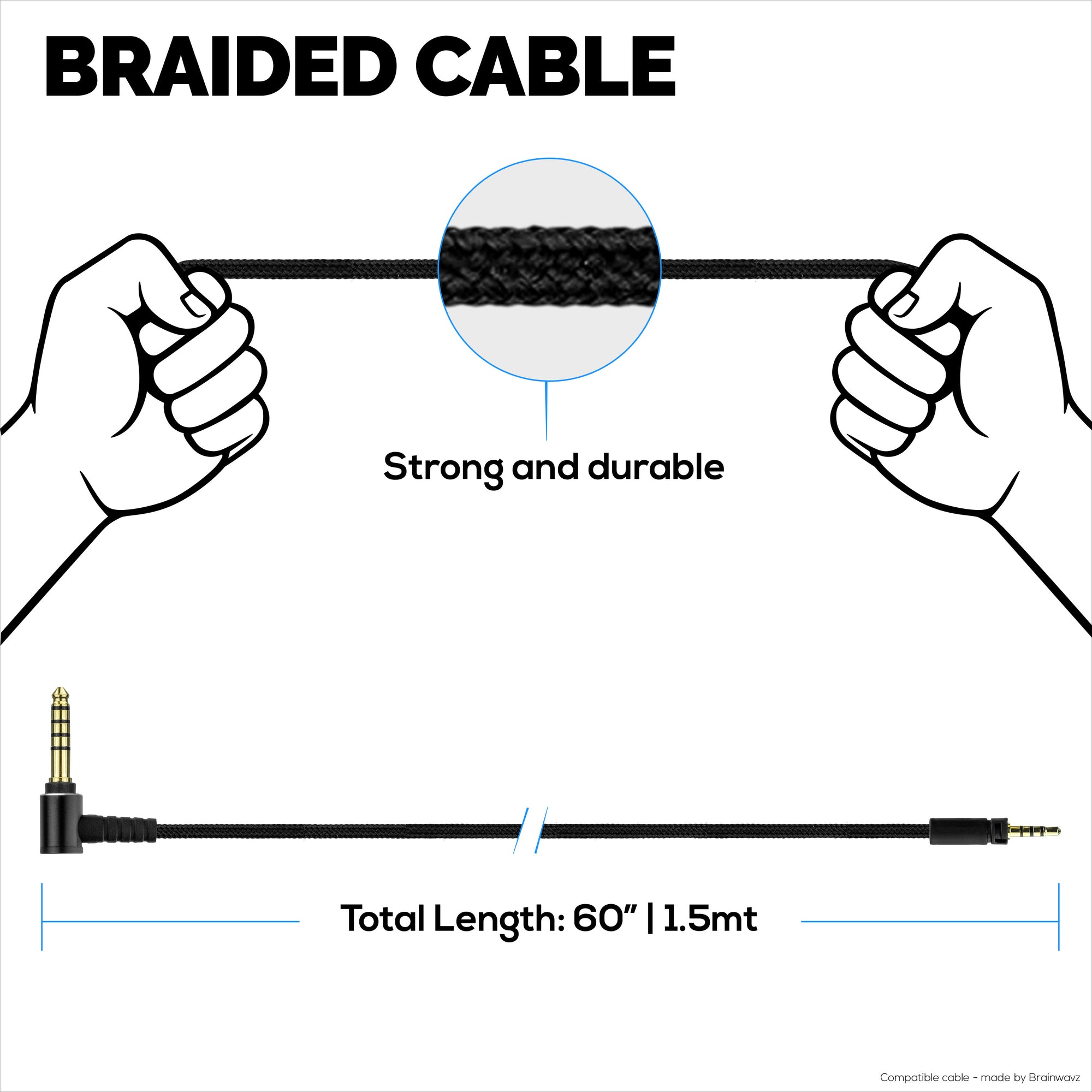 Balanced Audio Cable Compatible with Sennheiser Momentum Headphones – 2.5mm Twist-Lock to 4.4mm TRRRS Balanced Gold-Plated Jacks