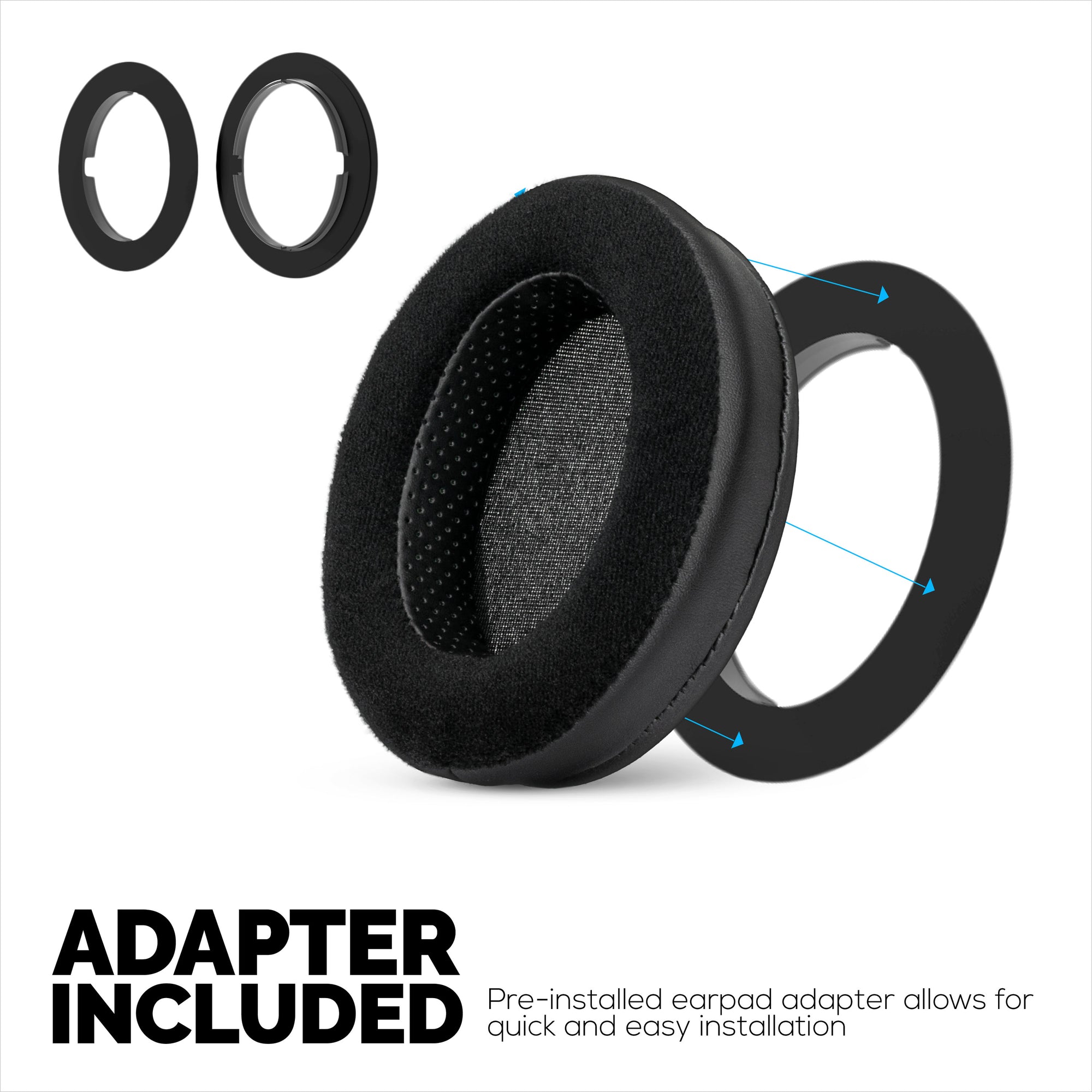 Hybrid Thick Earpads for Sennheiser HD600, HD650, HD660S, HD525, HD535, HD545, &amp; Massdrop HD58X, HD6XX Headphones - Memory Foam with Velour &amp; PU Leather Hybrid Material