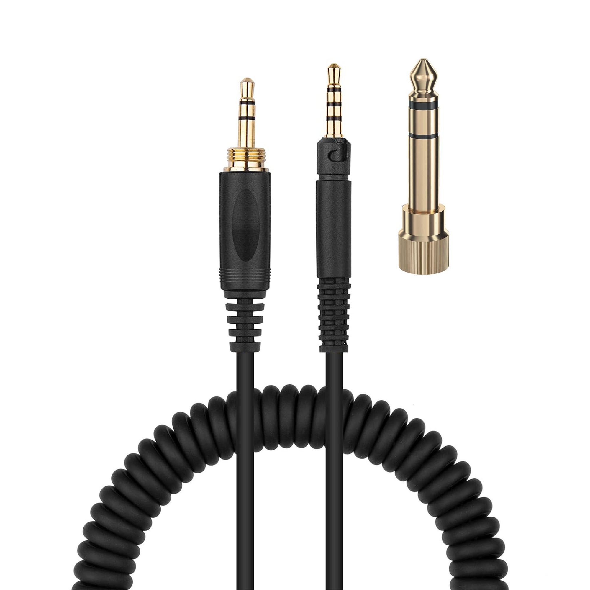 Replacement Coiled Cable for Sennheiser HD598, HD558, HD518, HD598Cs, HD599, HD569 & HD579 headsets, w/ 6.35mm Adapter - 1.2M - 4M / 4ft - 12ft